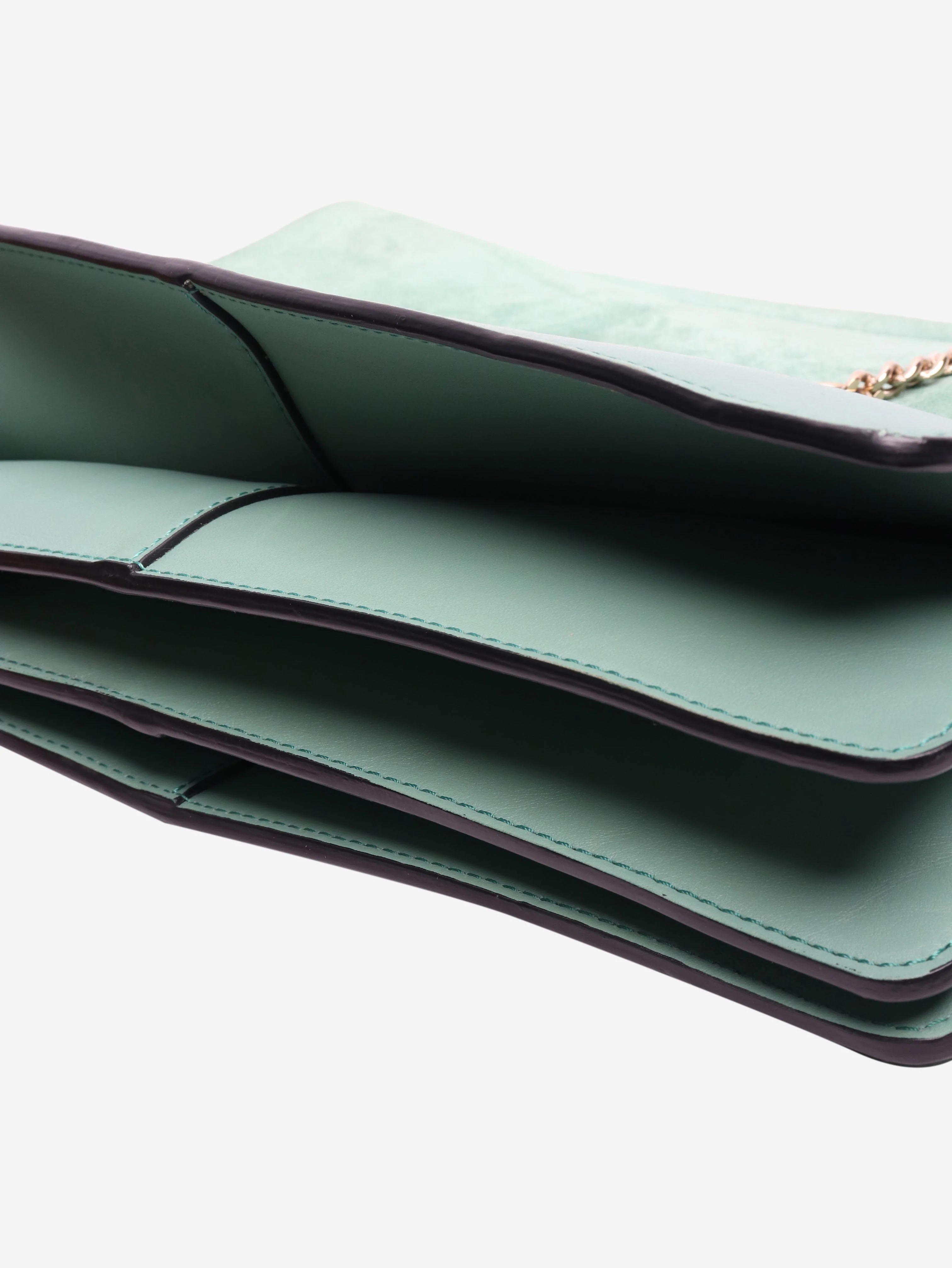 Turquoise Faye suede and leather bag - Image 6