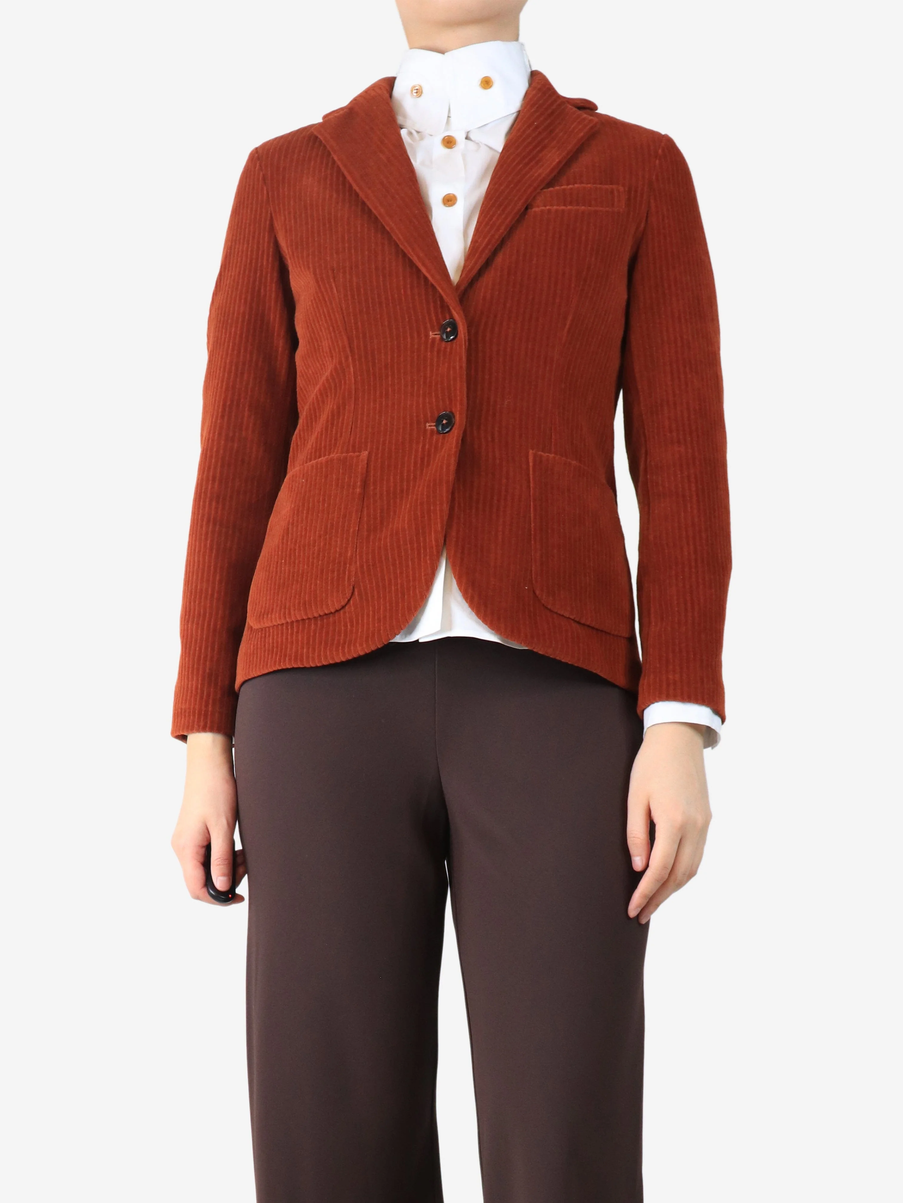 Orange corduroy blazer - size UK 10