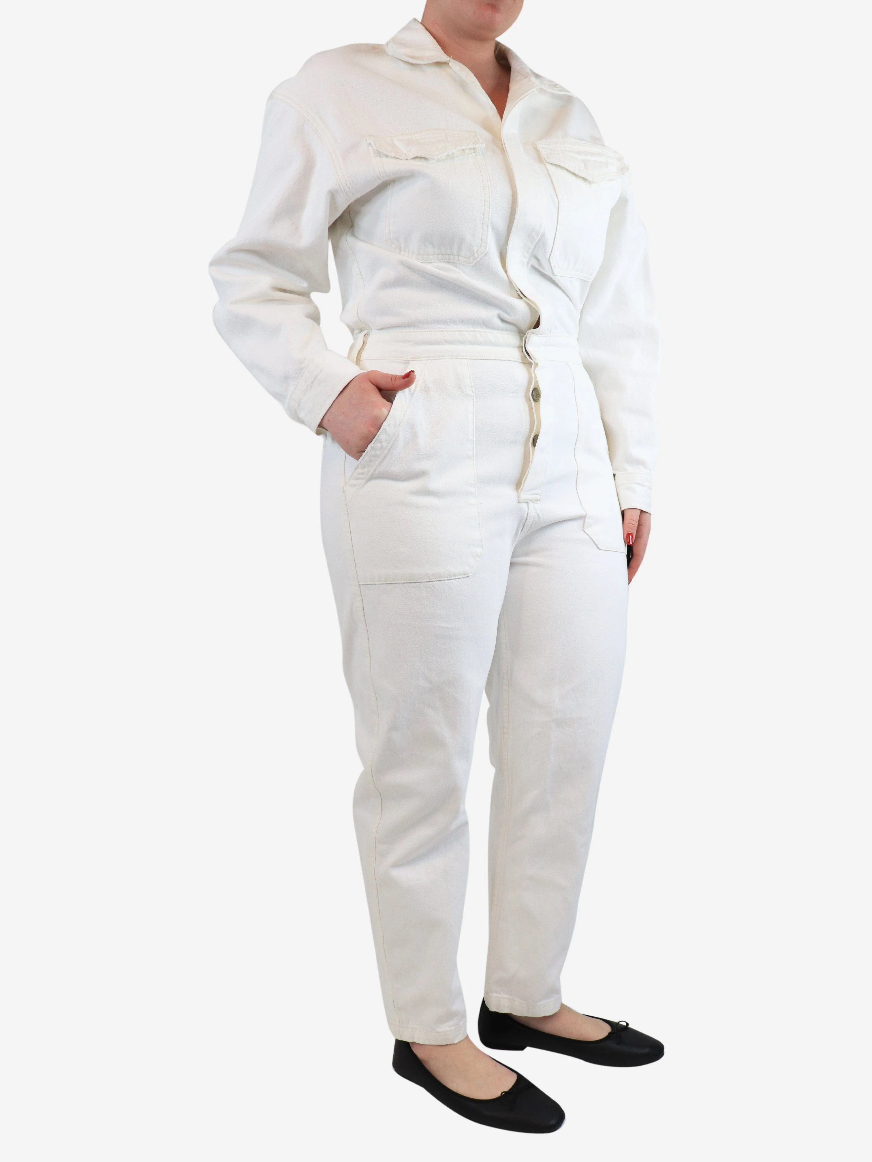 White denim jumpsuit - size L - Image 3