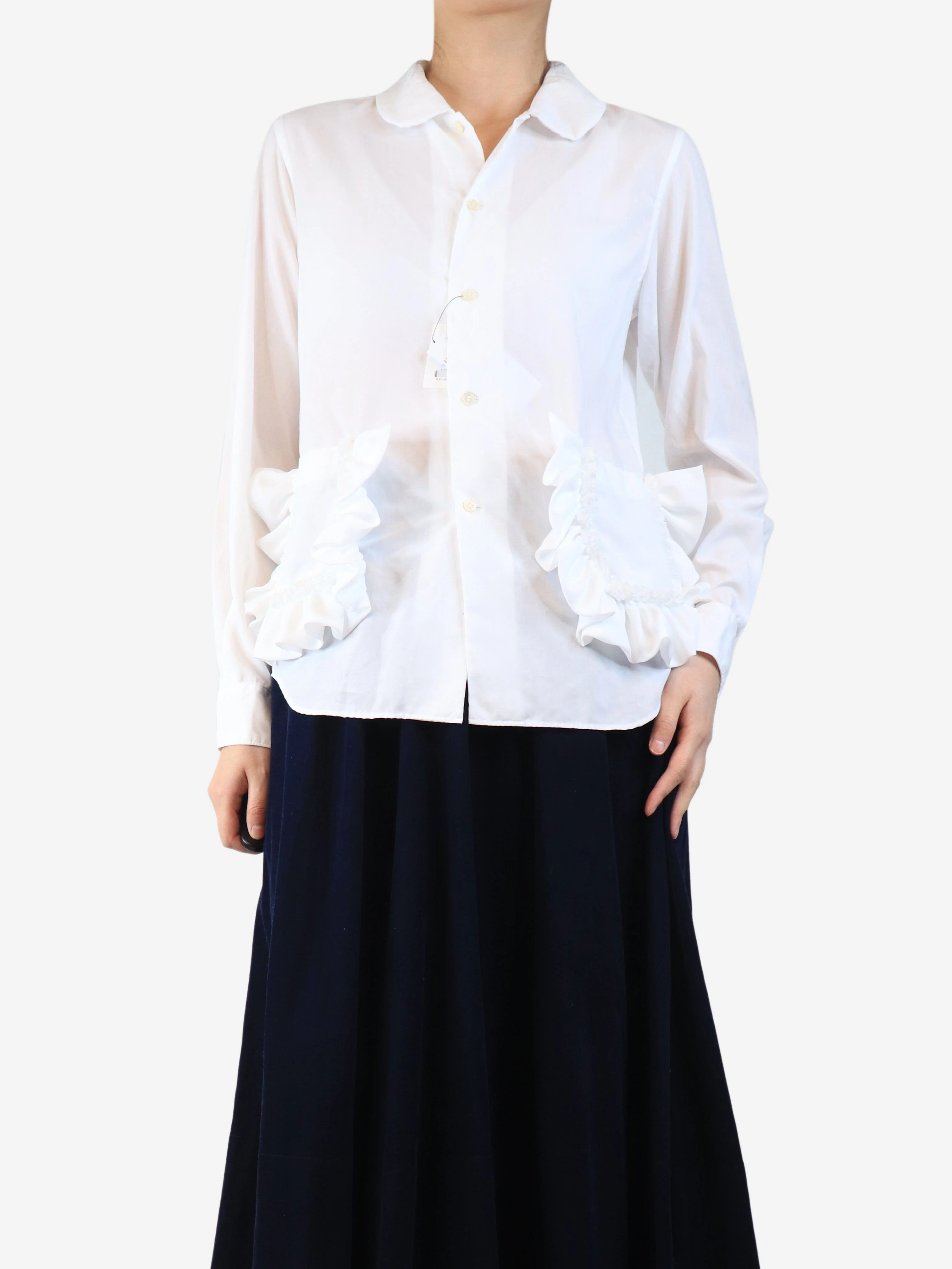 White frill pocket shirt - size M - Image 3