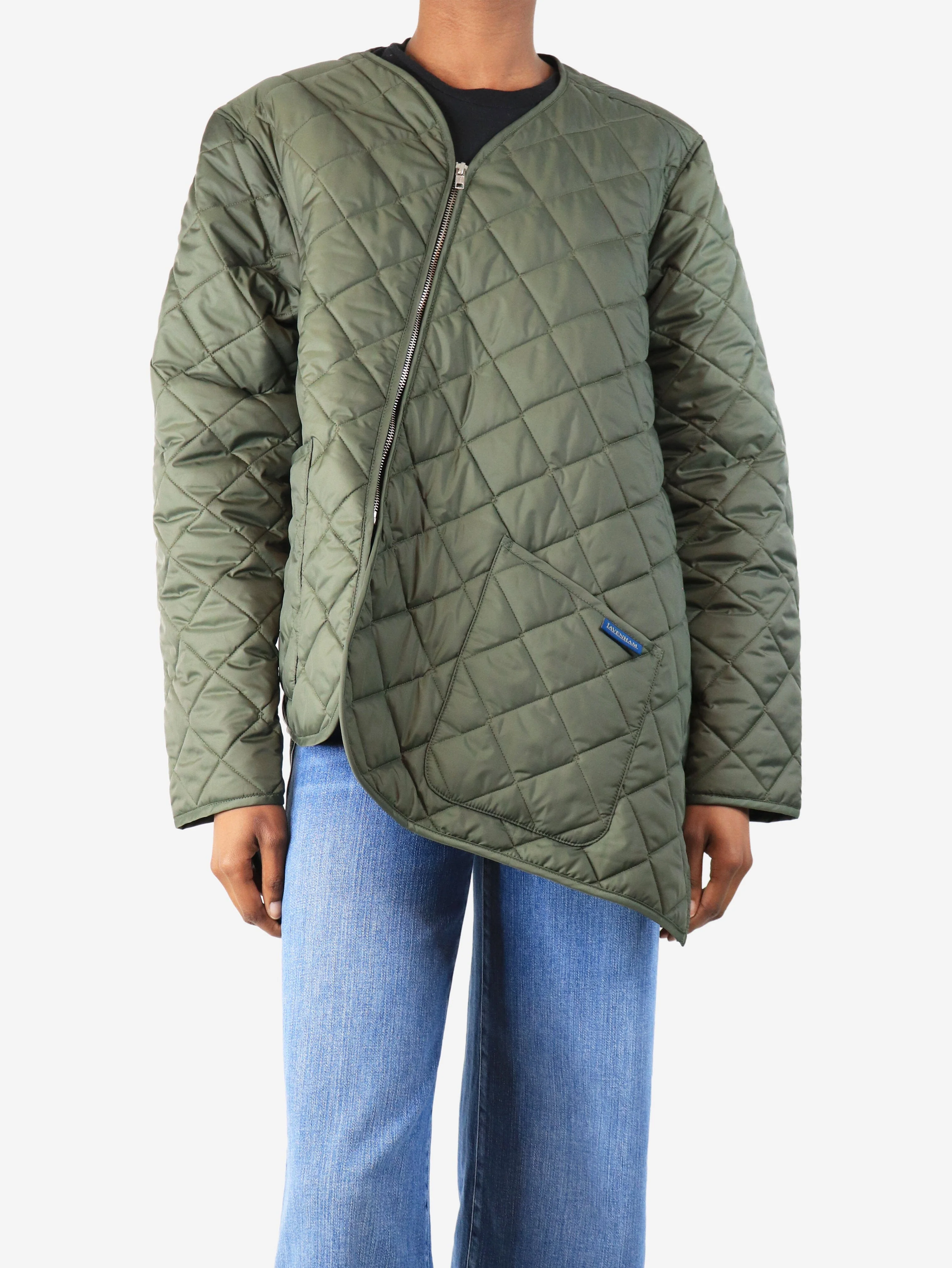Green Lavenham bias quilted jacket - size XS