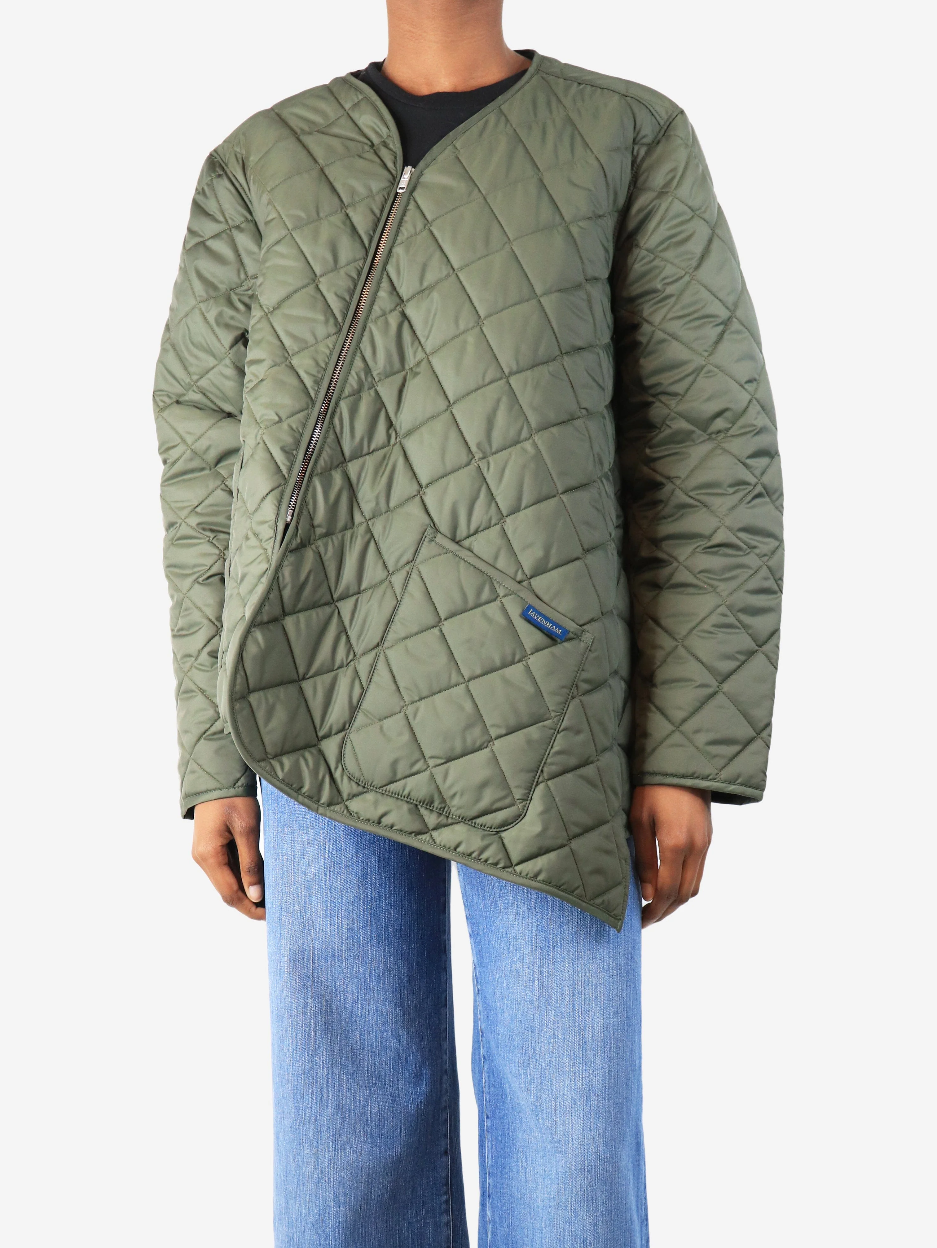 Green Lavenham bias quilted jacket - size XS - Image 3