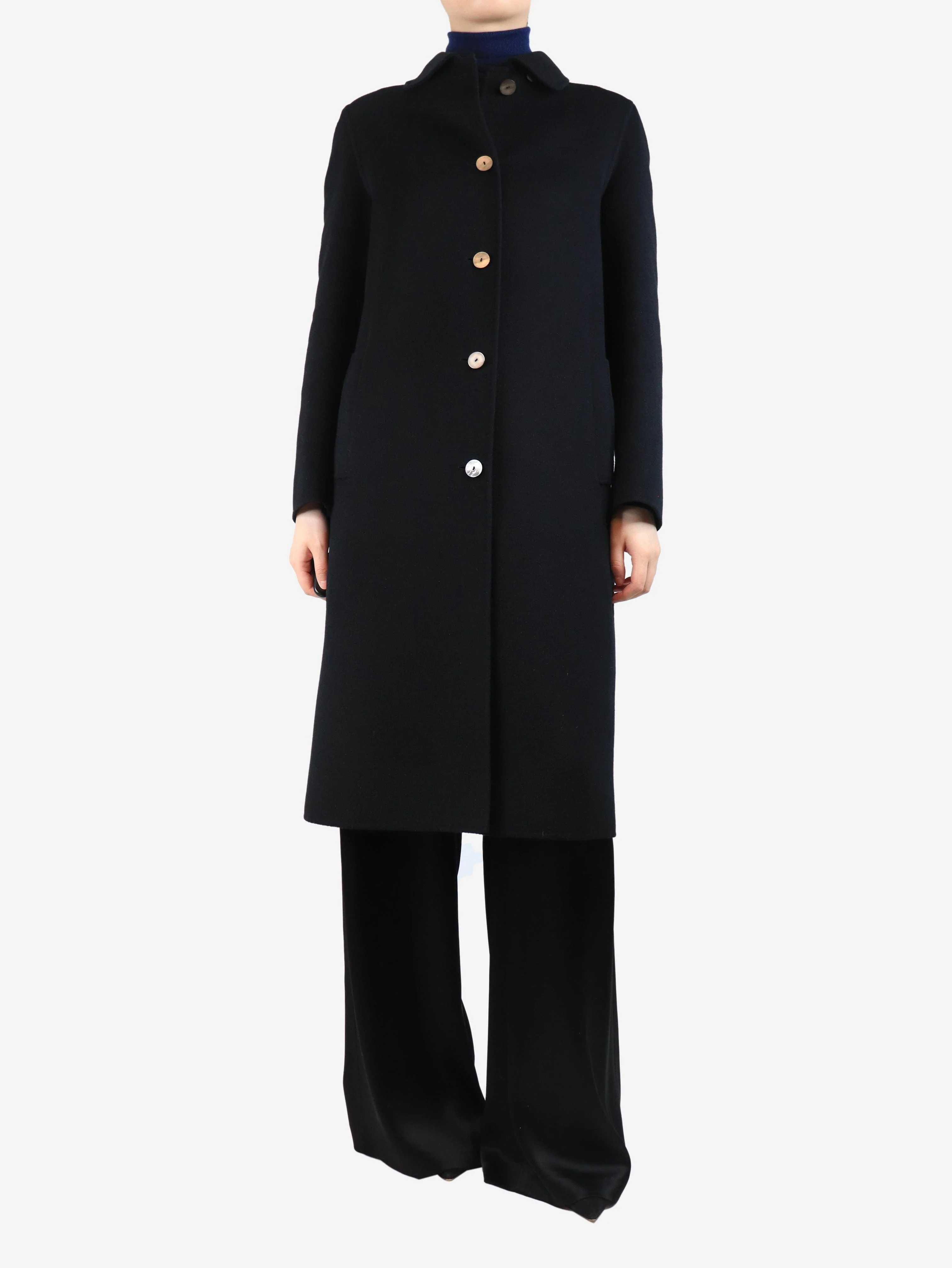 Black wool-blend coat - size UK 8