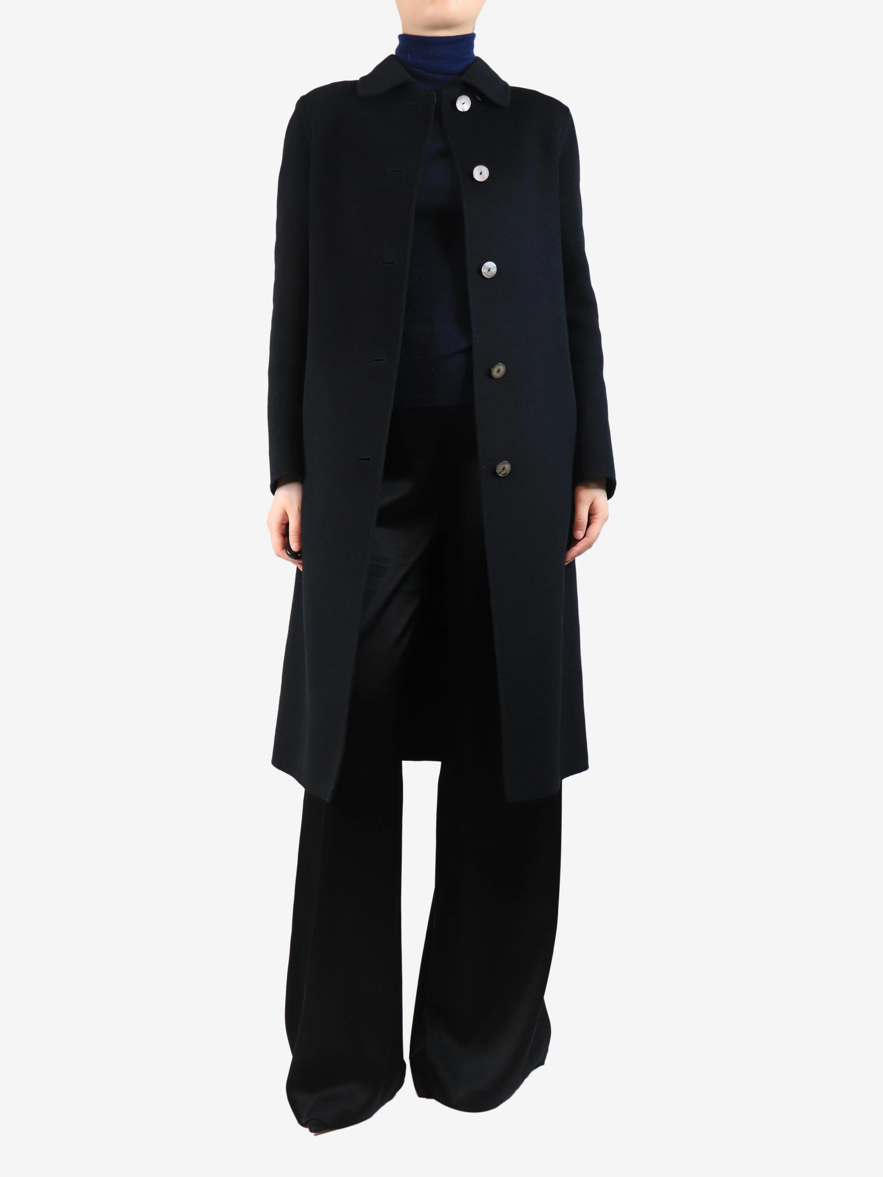 Black wool-blend coat - size UK 8 - Image 3