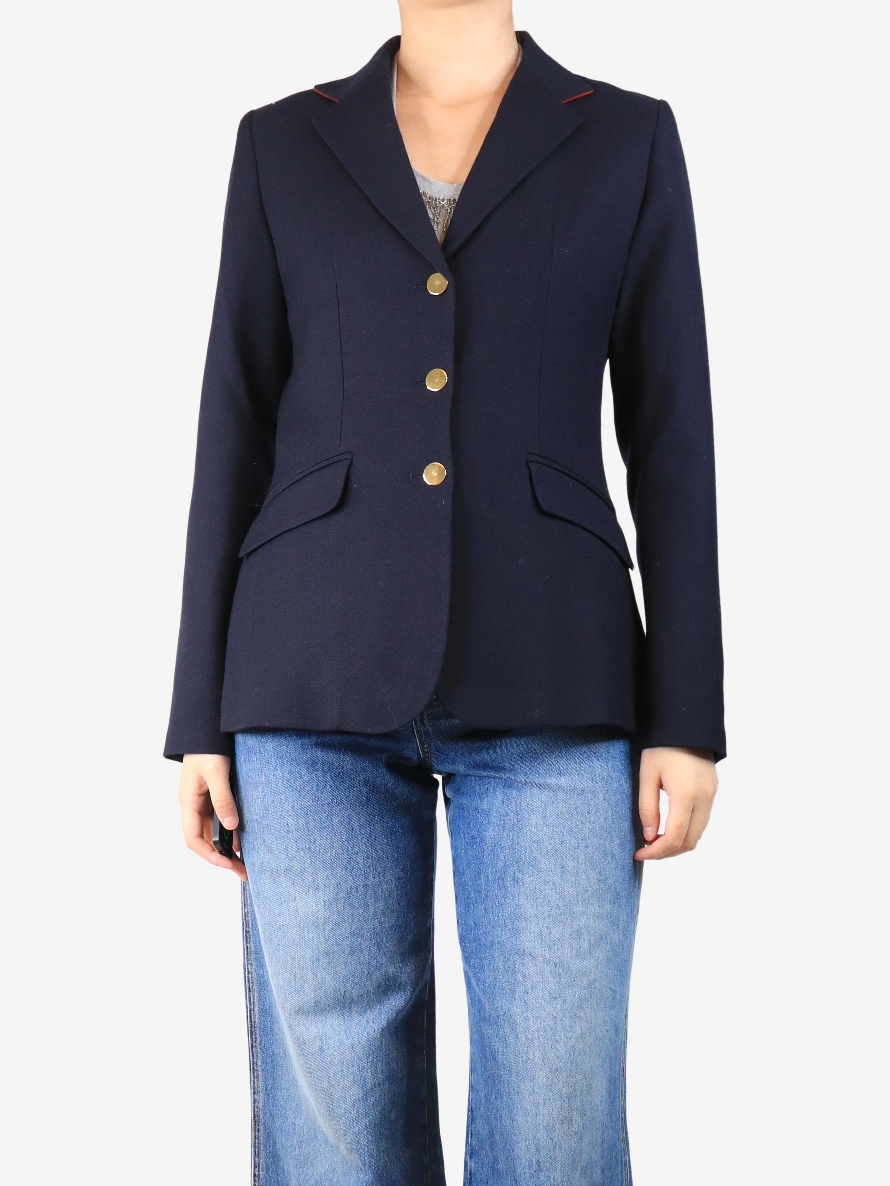 Navy blue wool jacket - size UK 10 - Image 3