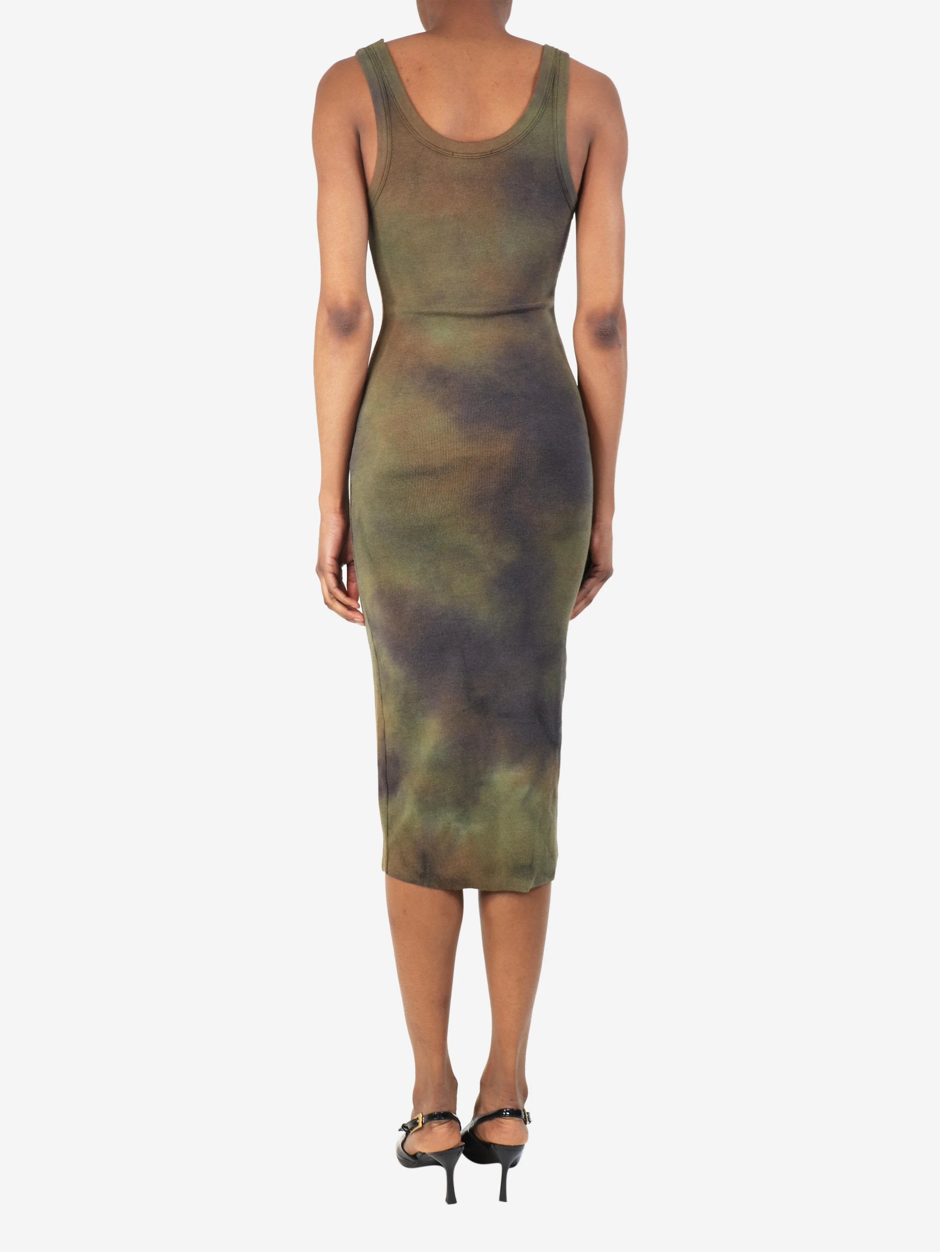 Khaki cotton-blend midi tank dress - size XS - Image 2