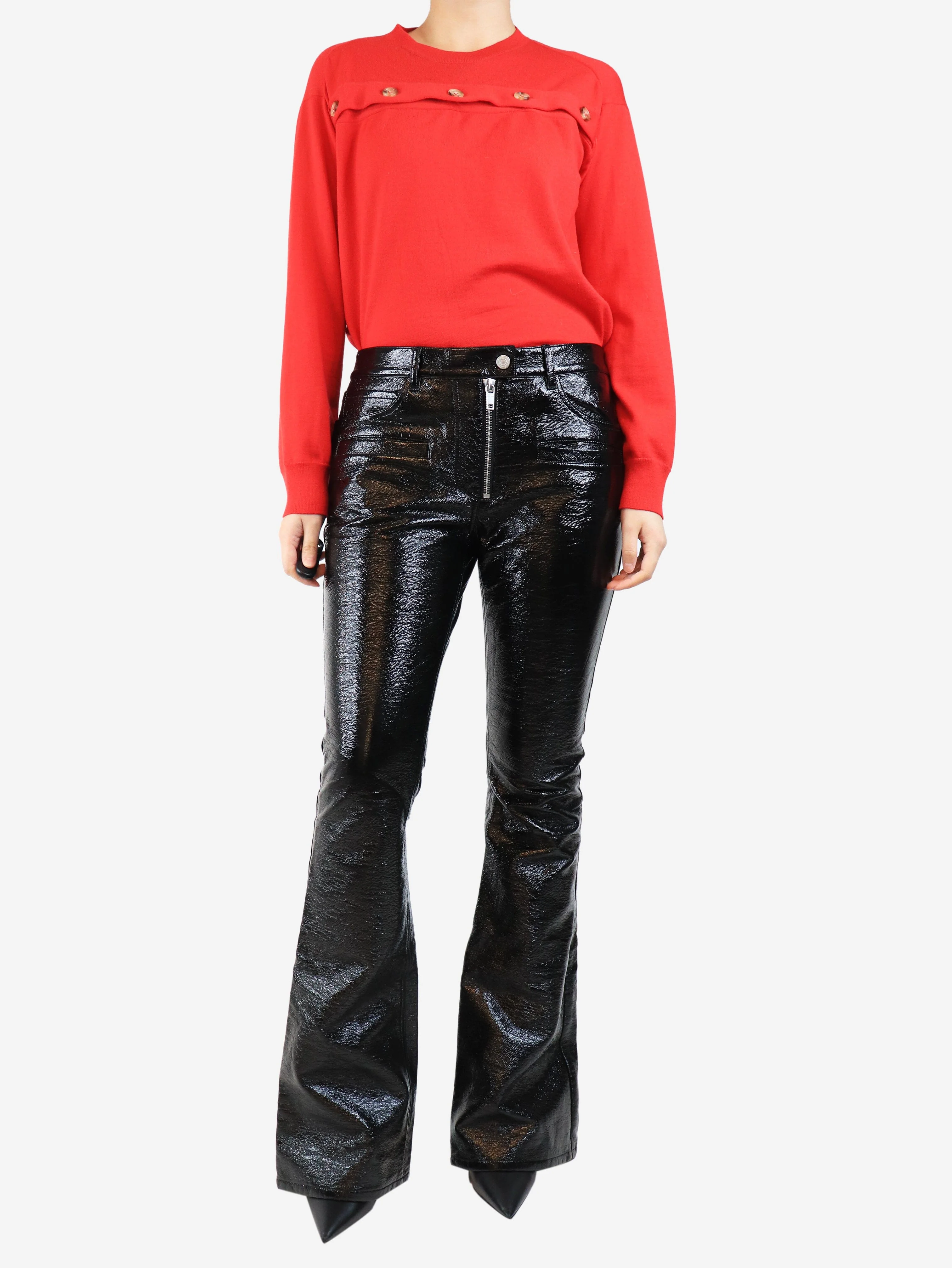 Black faux leather trousers - size UK 12 - Image 2