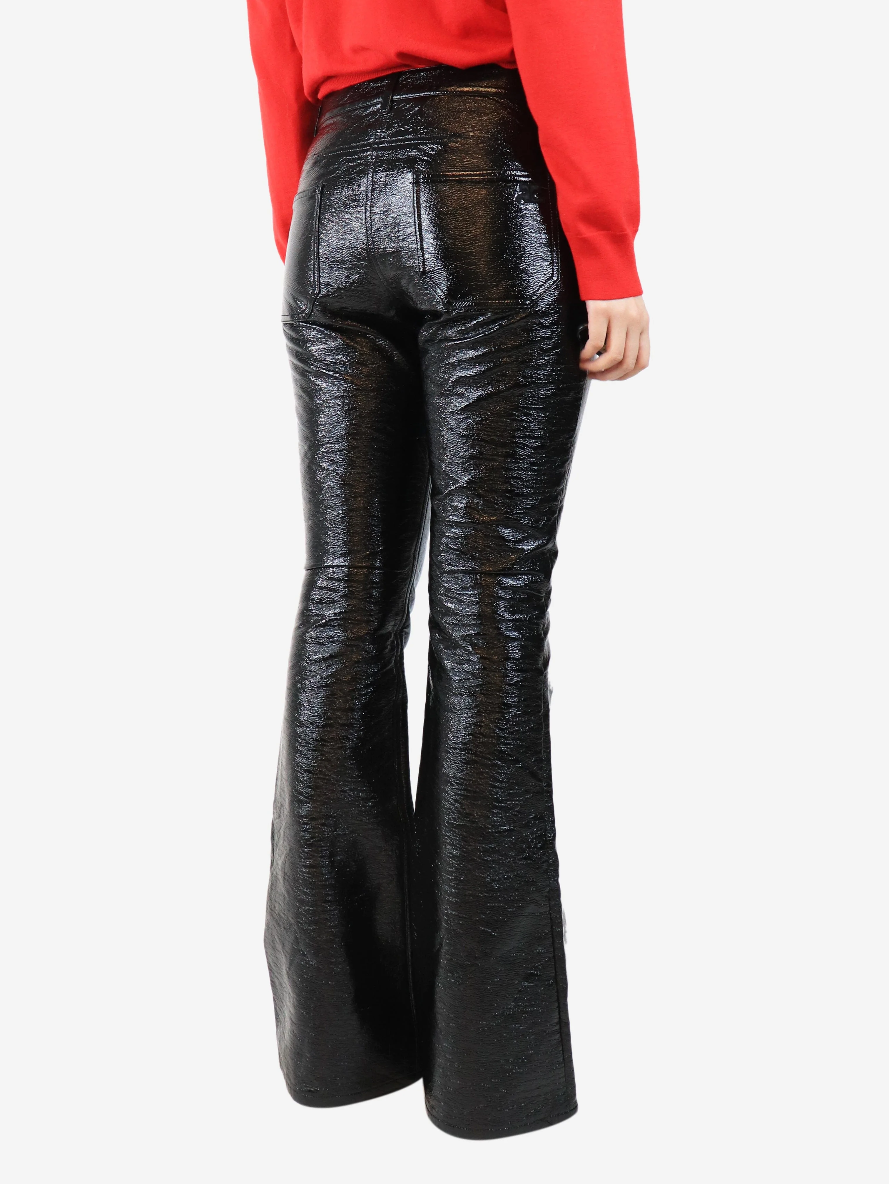 Black faux leather trousers - size UK 12 - Image 3