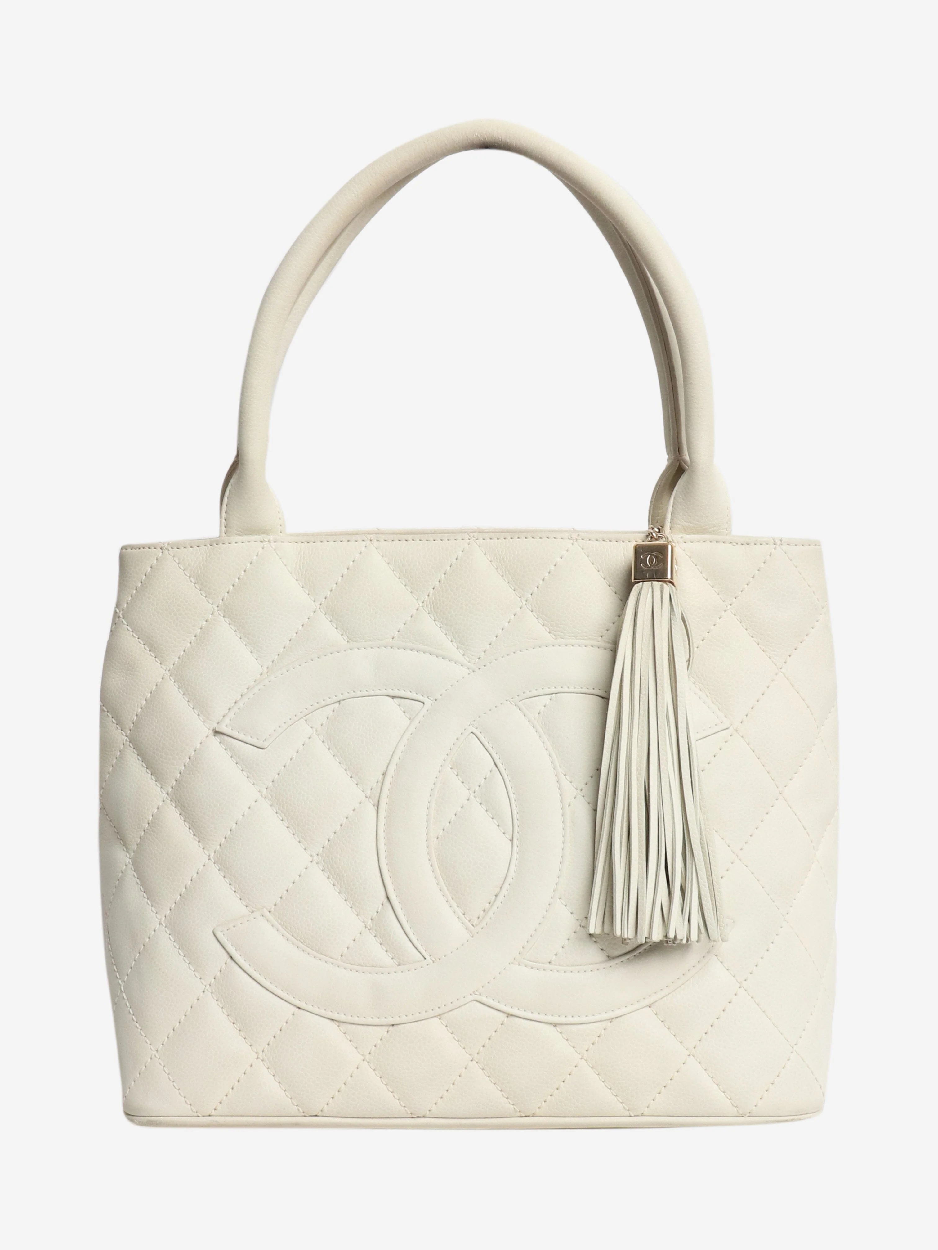 Cream 2004 caviar Medallion tote bag