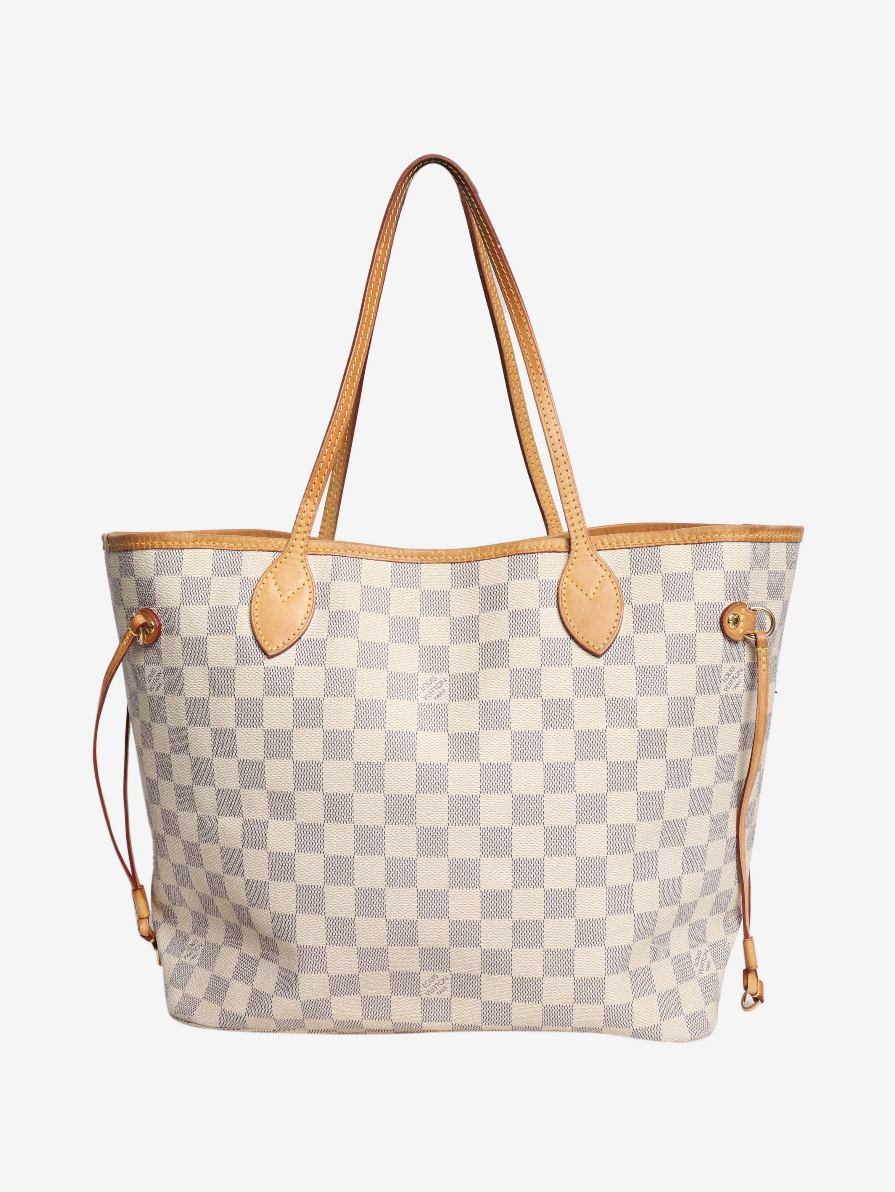 Cream 2012 Damier Azur Neverfull MM tote