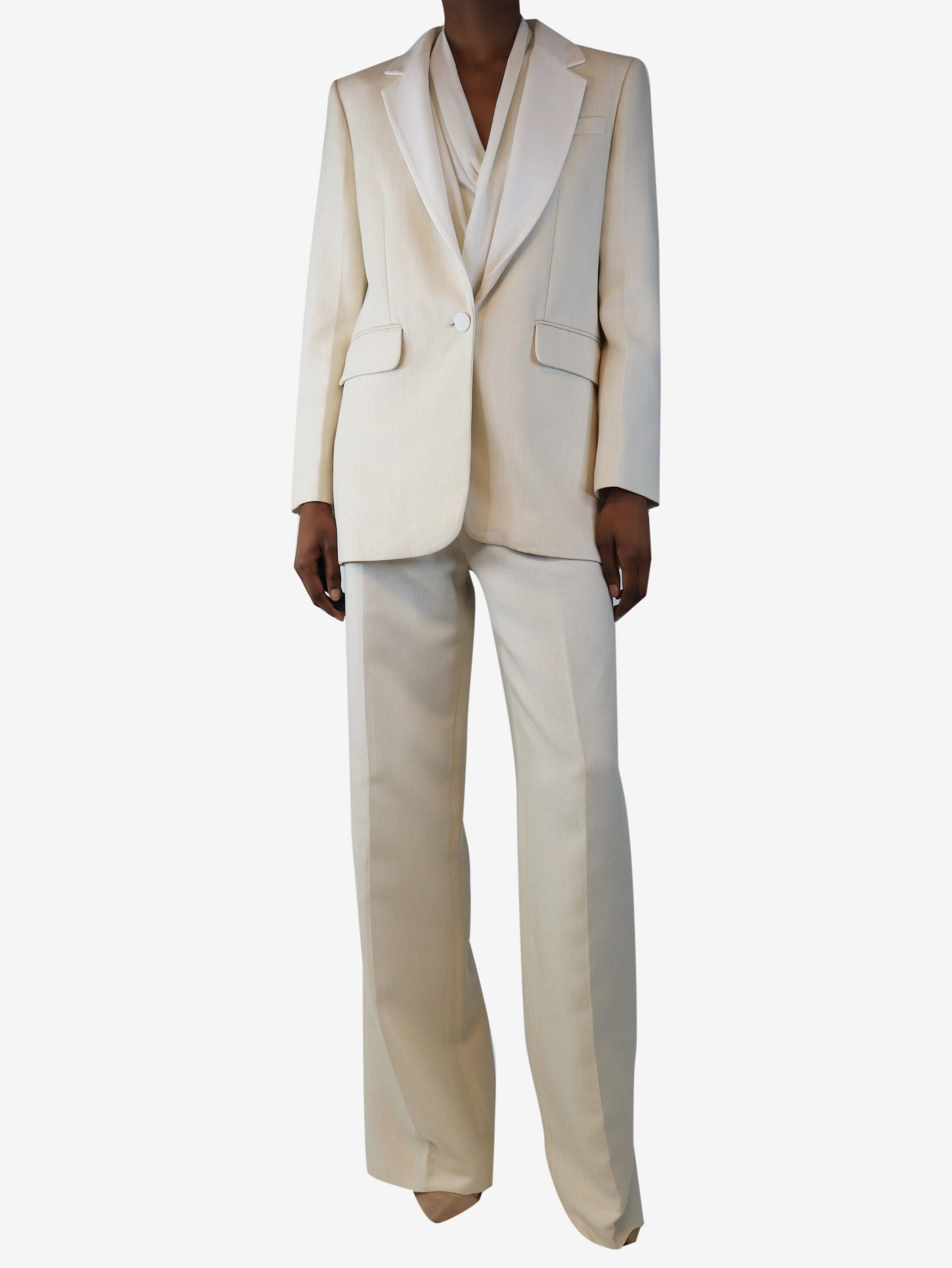 Cream blazer and trousers set - size UK 8