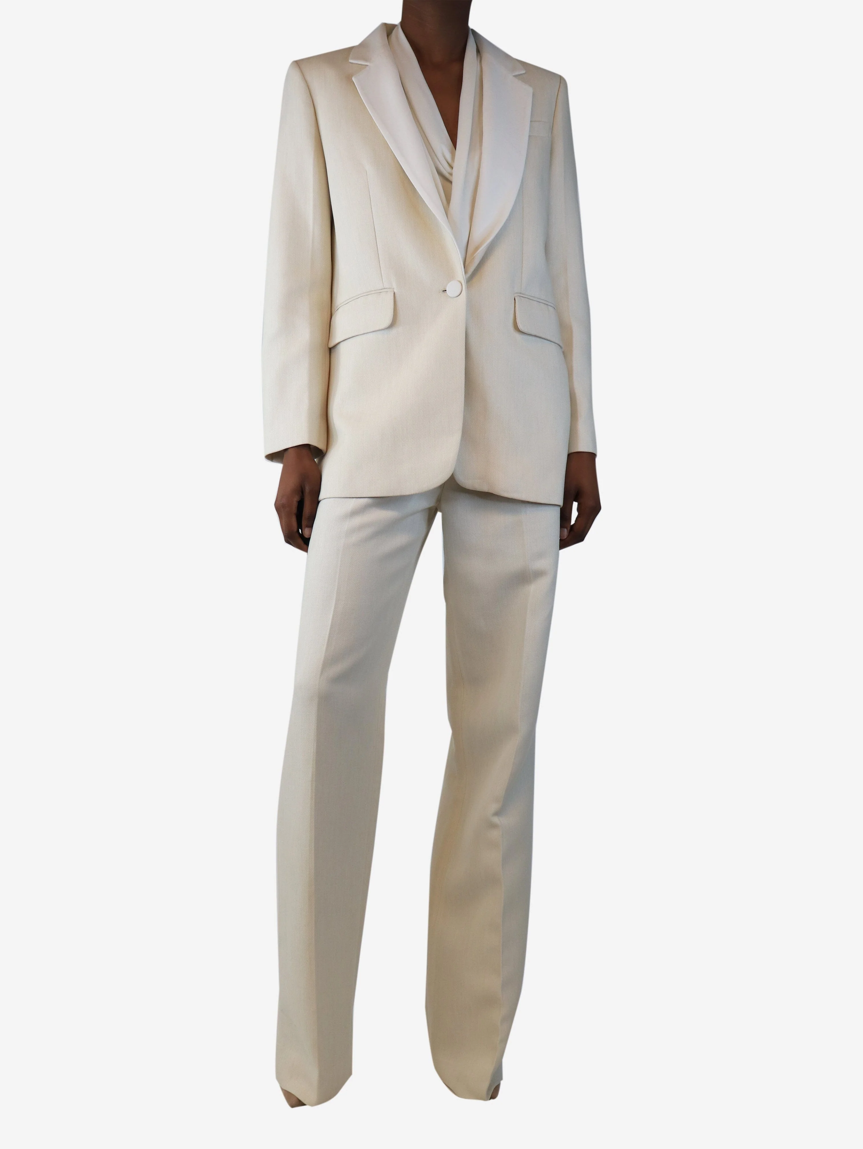 Cream blazer and trousers set - size UK 8 - Image 3