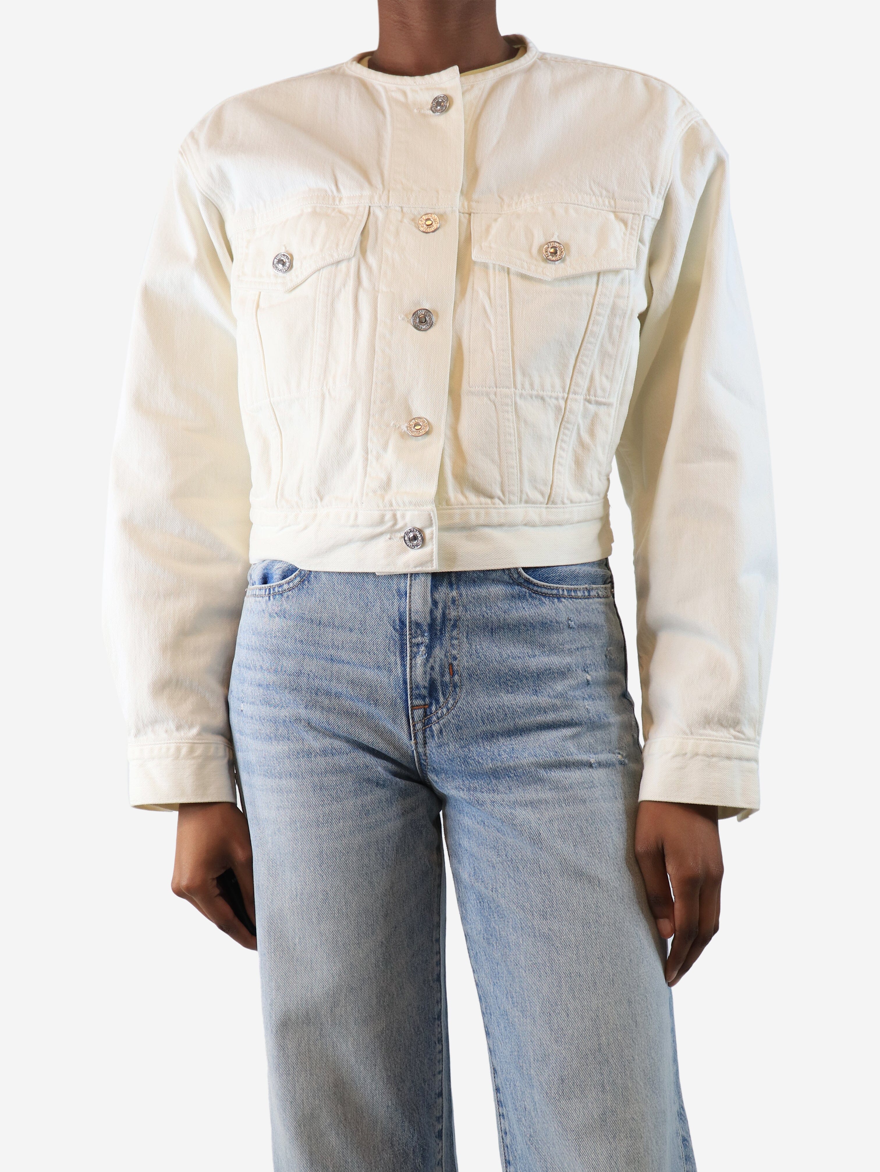 Cream cropped denim jacket - size XS