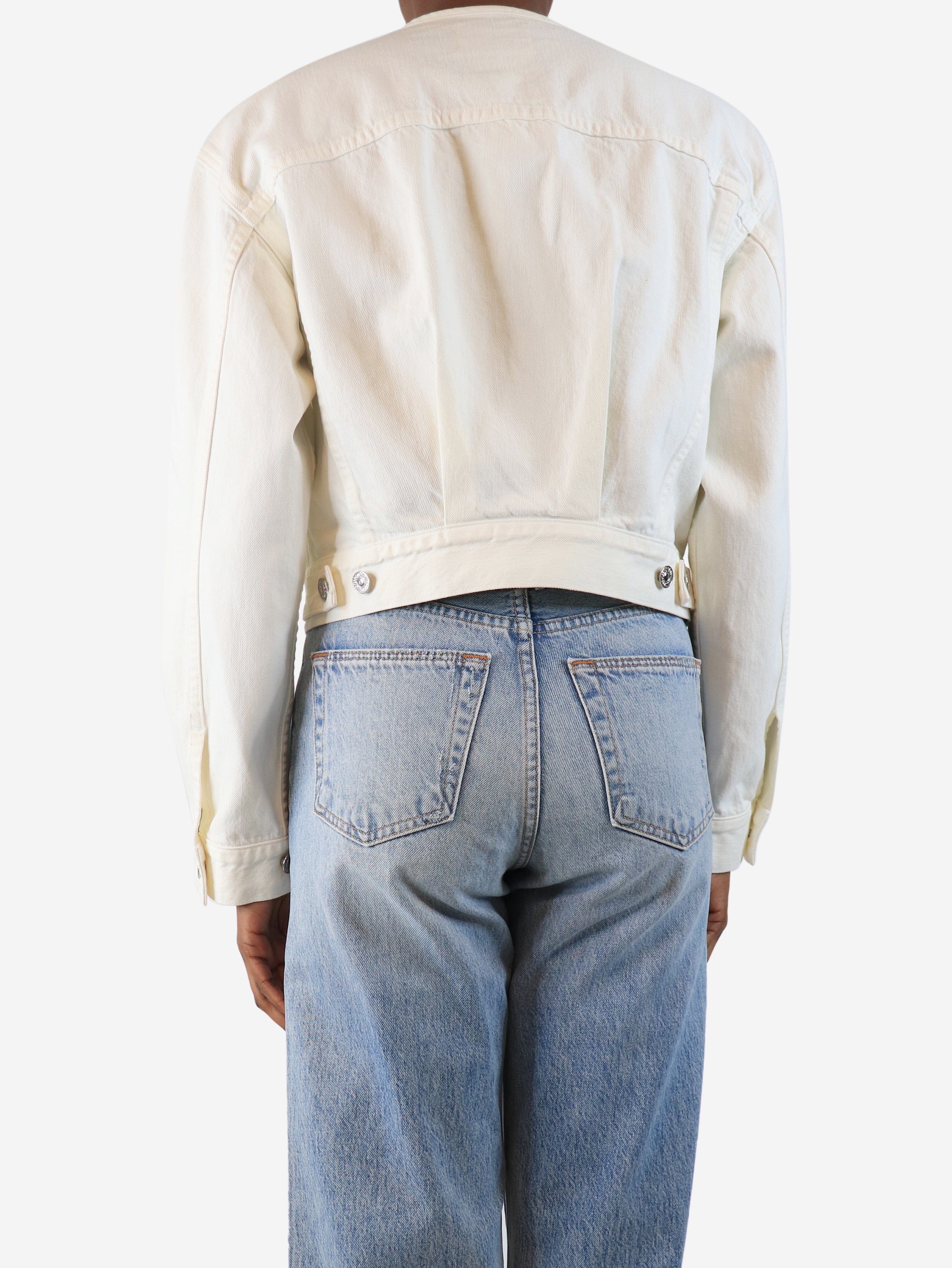 Cream cropped denim jacket - size XS - Image 2