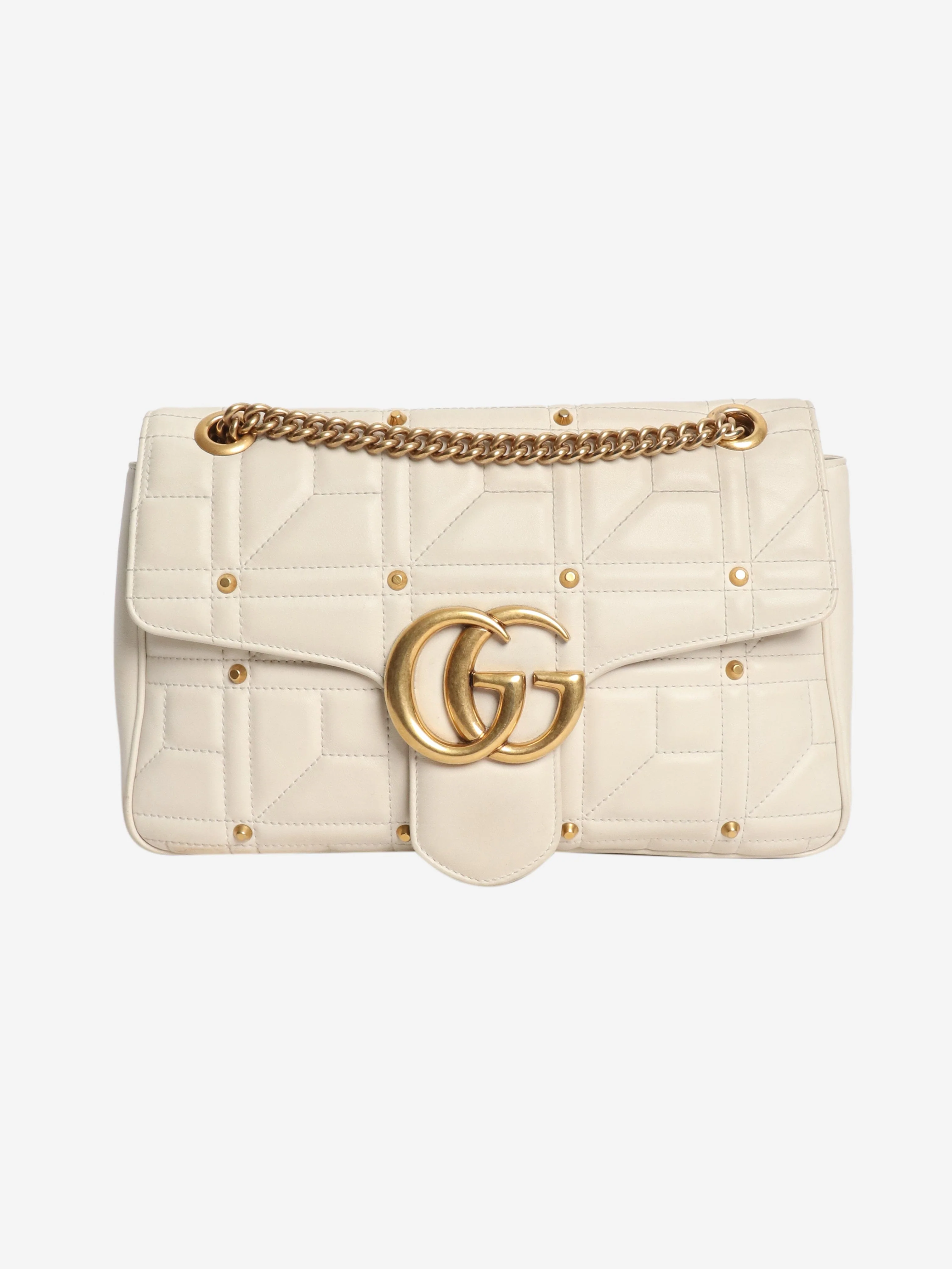 Cream GG Marmont quilted leather shoulder bag
