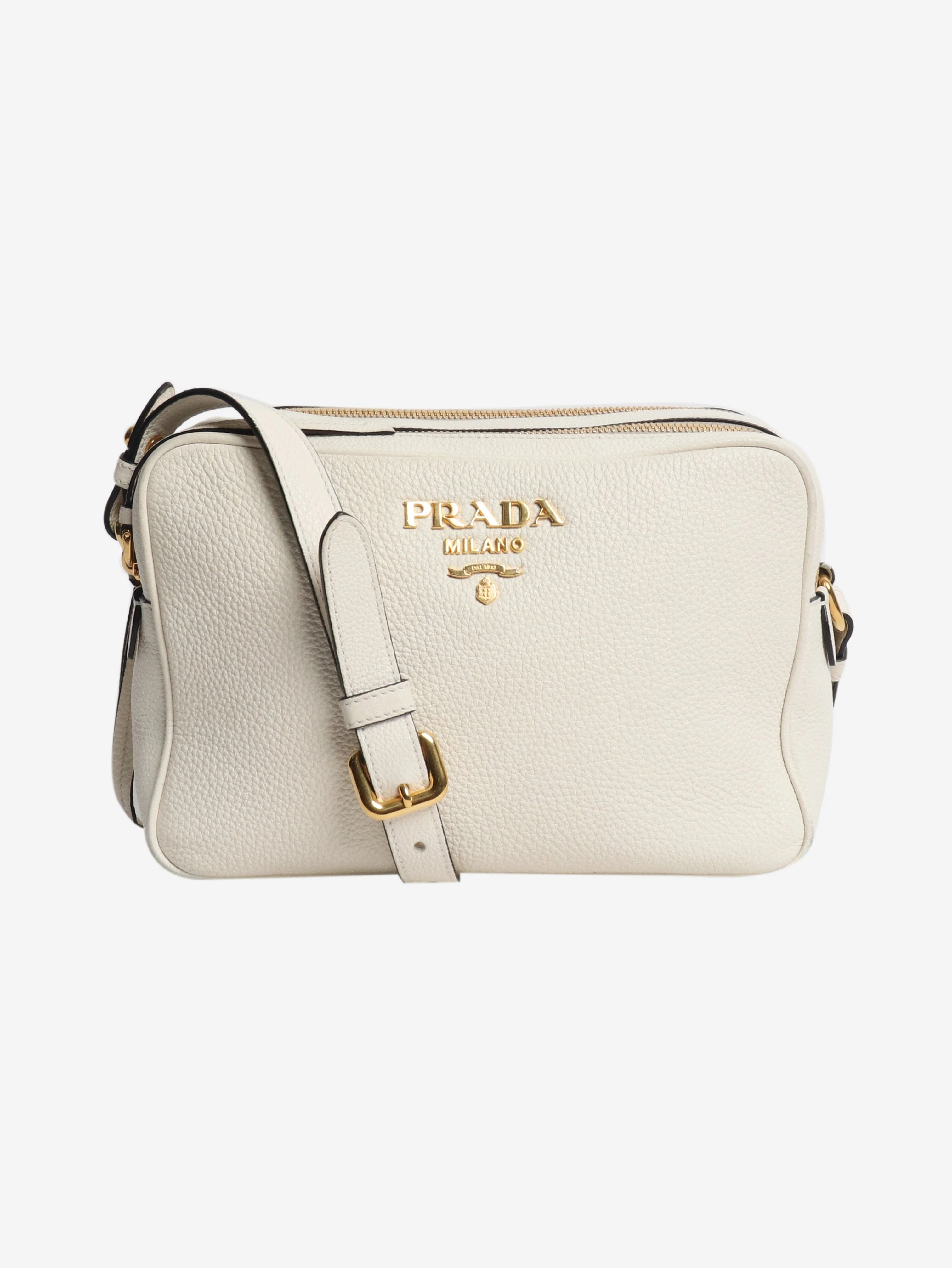 Cream leather crossbody bag