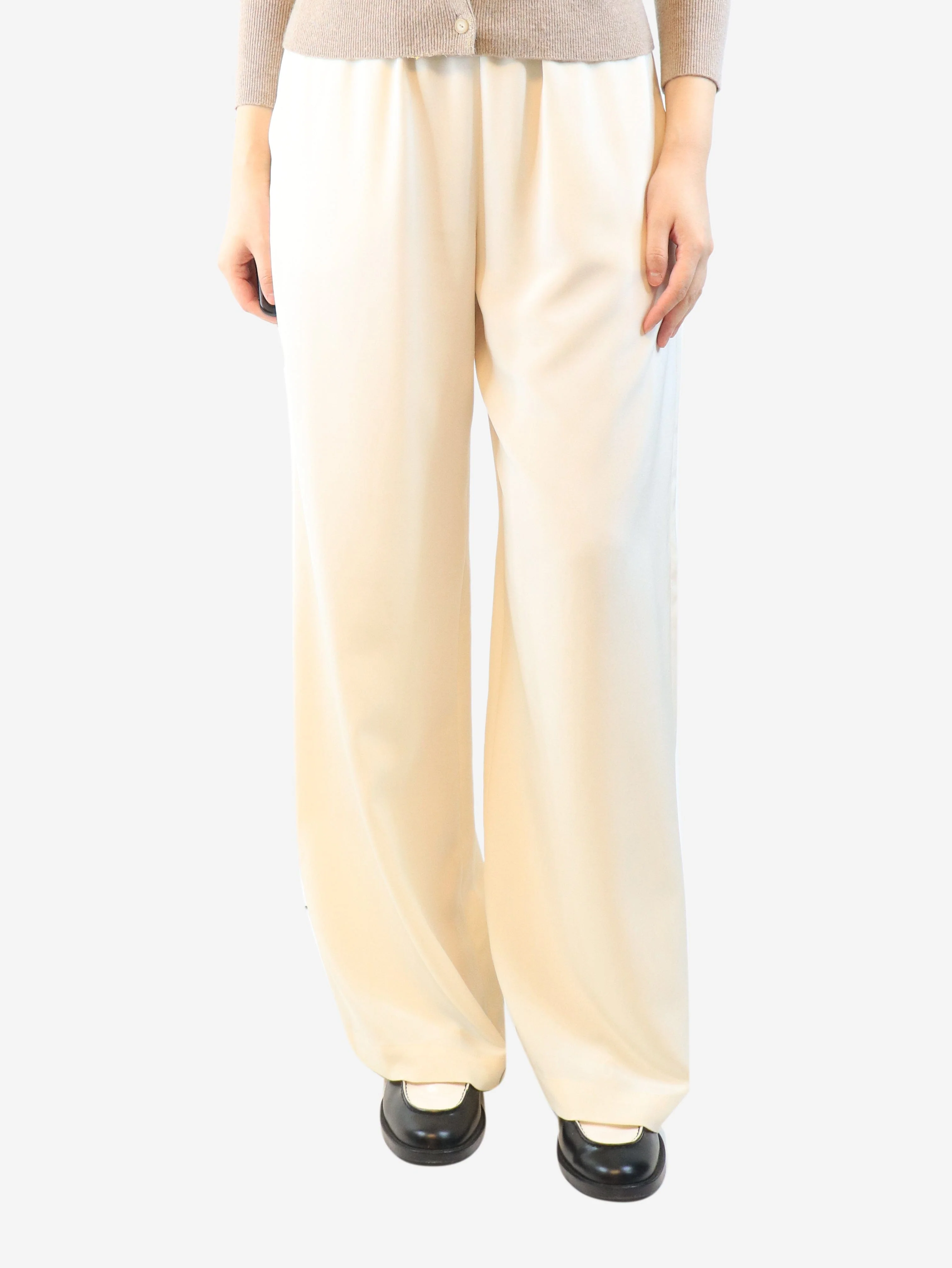Cream silk trousers - size UK 10