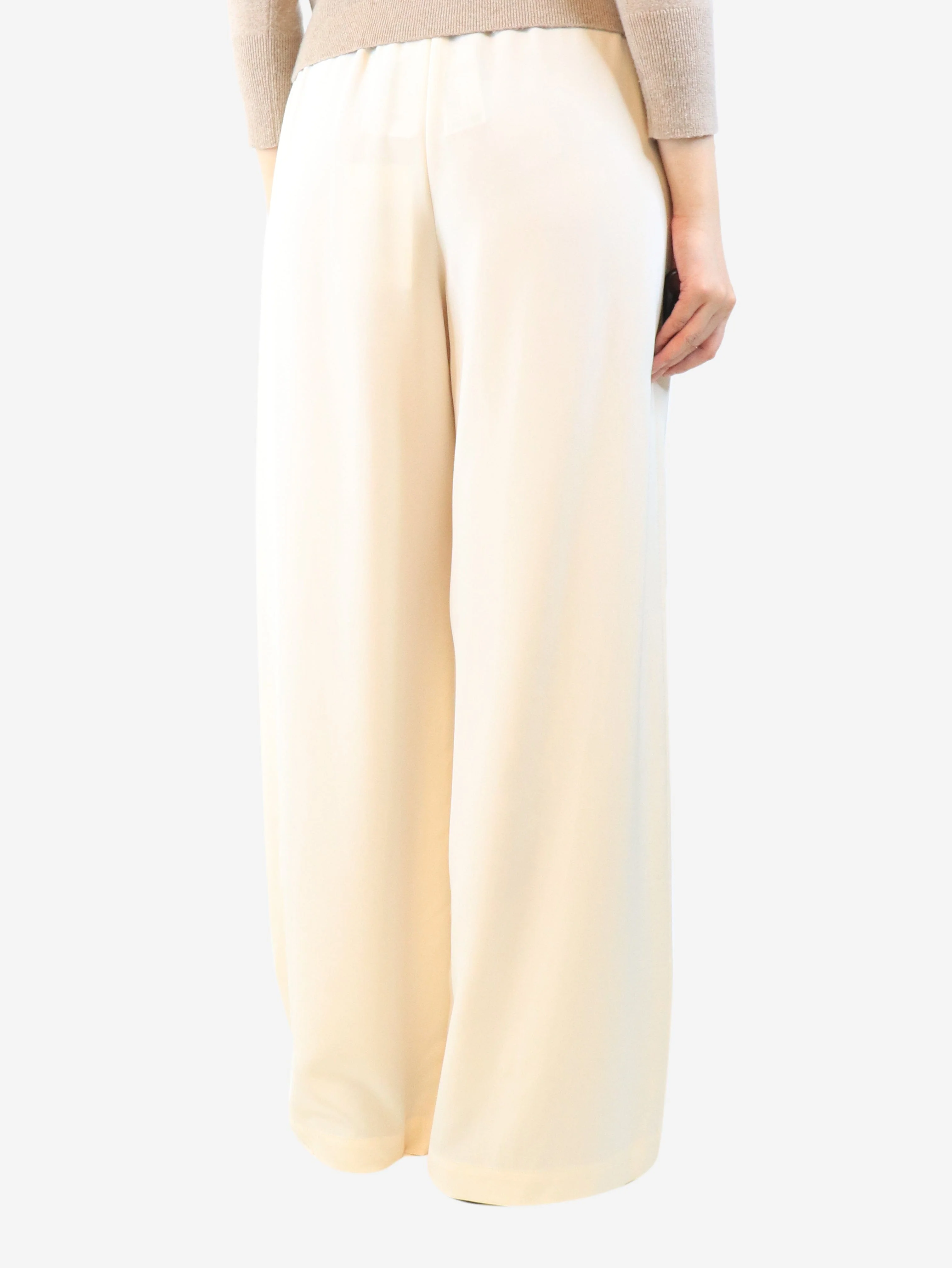 Cream silk trousers - size UK 10 - Image 3