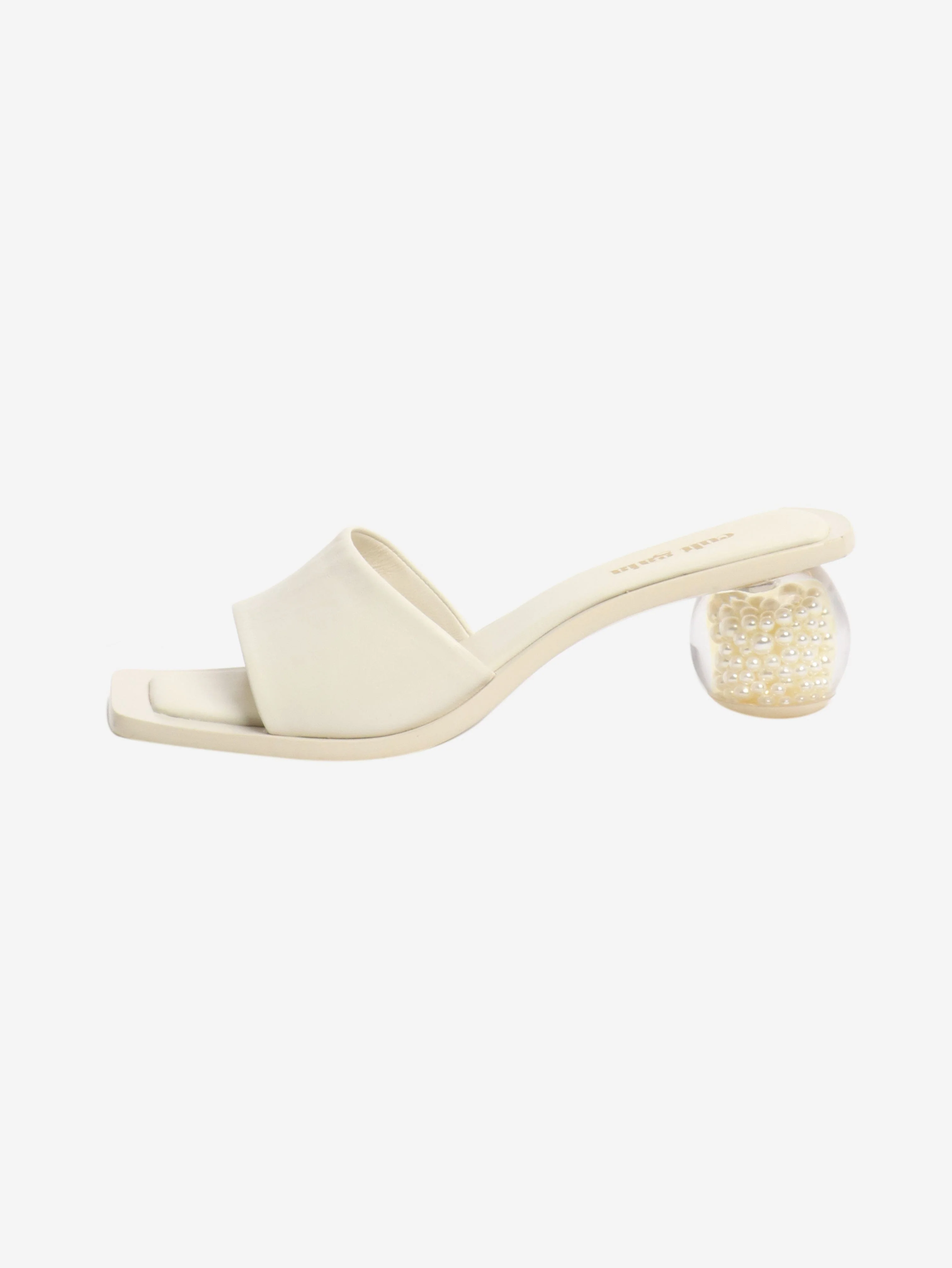 Cream slides with pearl detail - size EU 36 (UK 3)