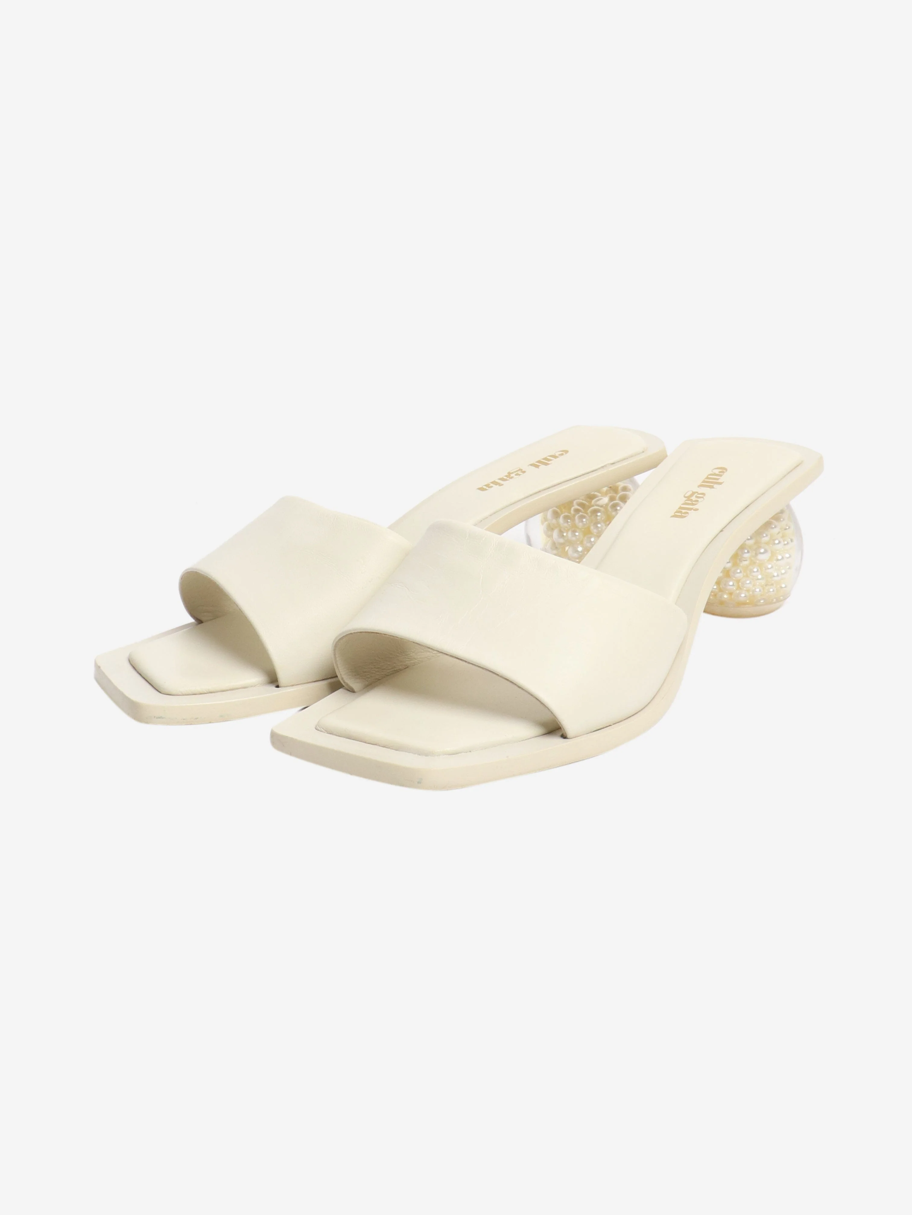 Cream slides with pearl detail - size EU 36 (UK 3) - Image 2