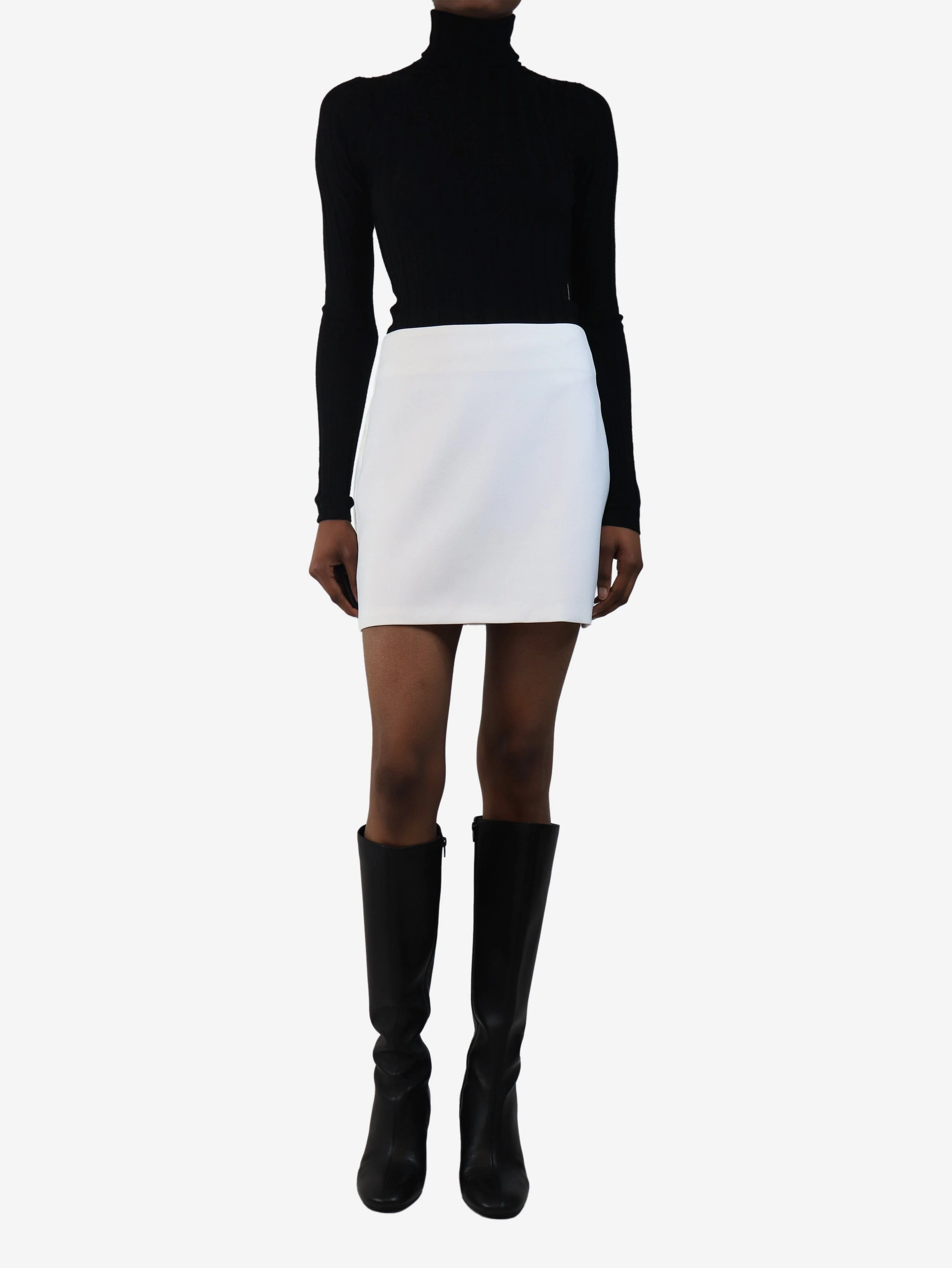 Cream tuxedo mini skirt - size UK 6 - Image 2