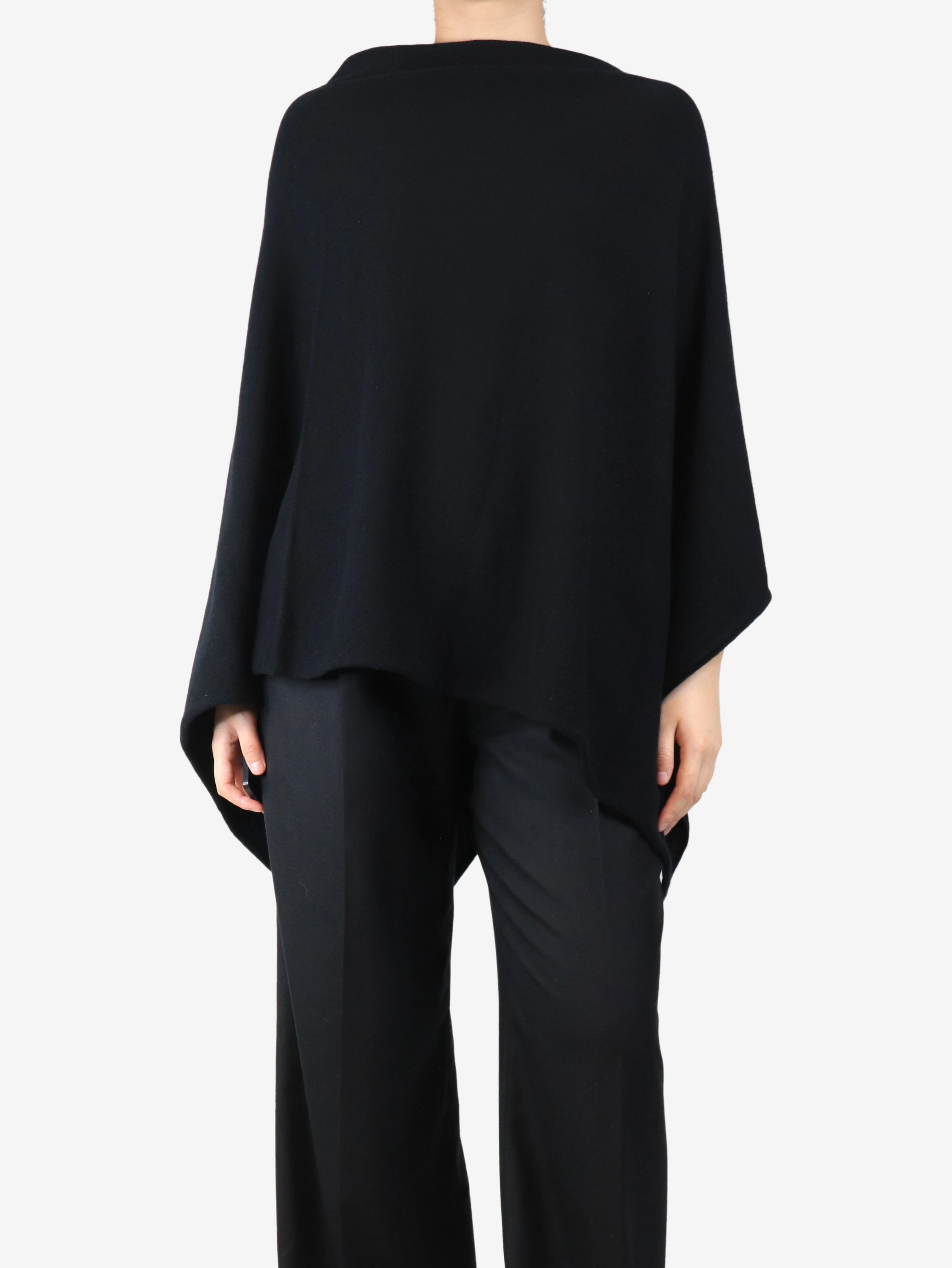 Black cashmere poncho - One size
