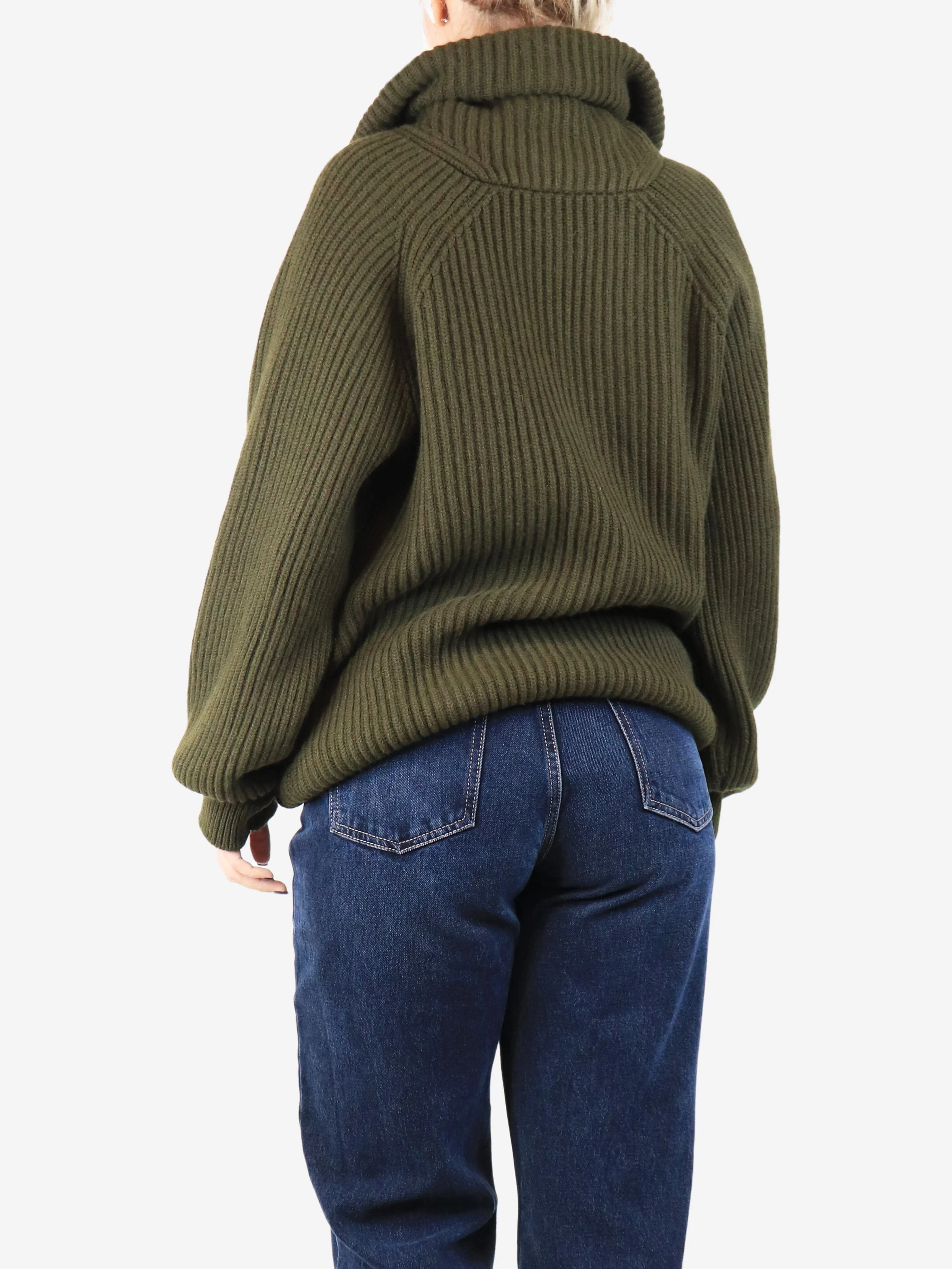 Green ribbed shawl cardigan - size XXL - Image 2