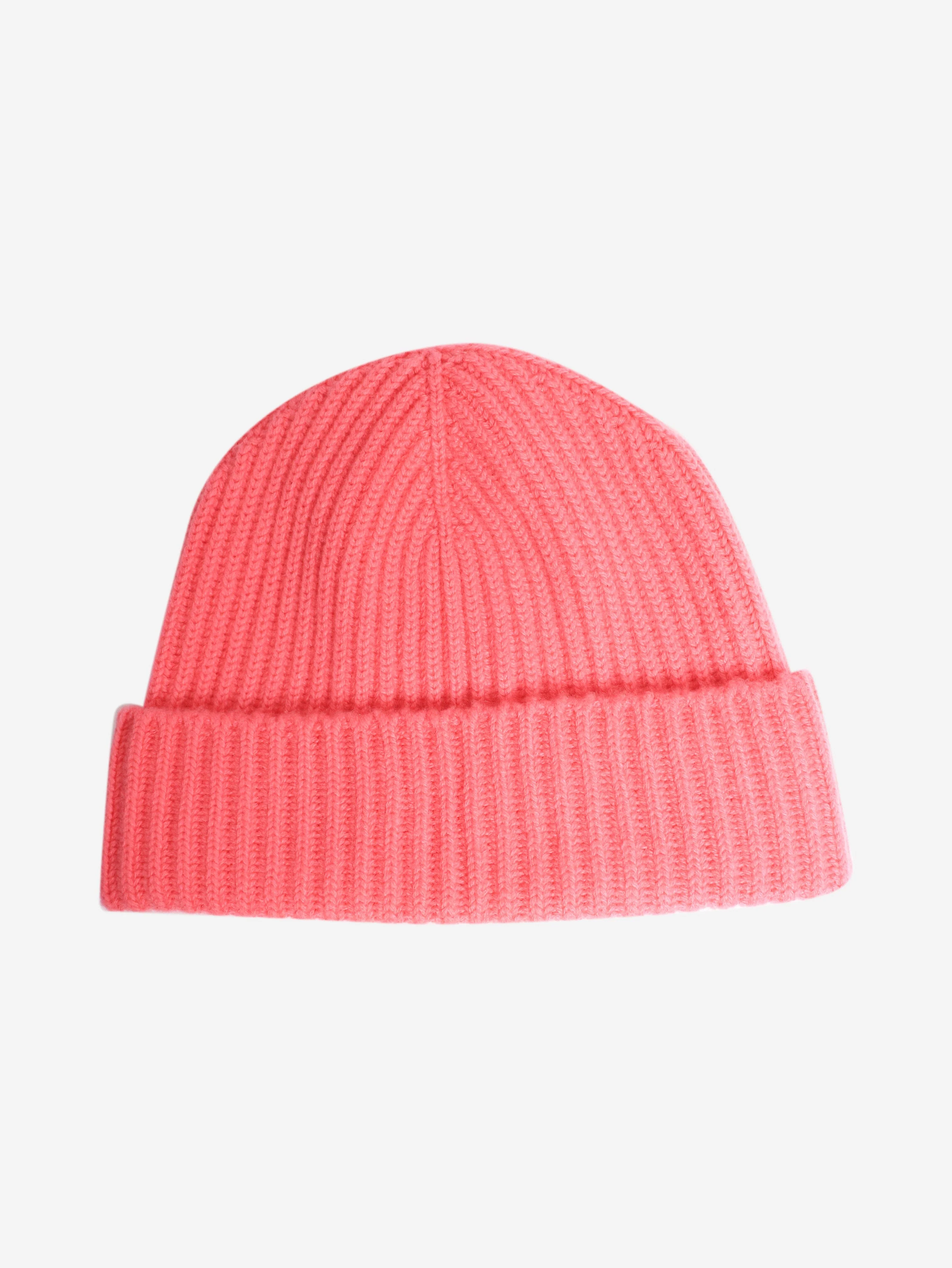 Pink ribbed cuff beanie