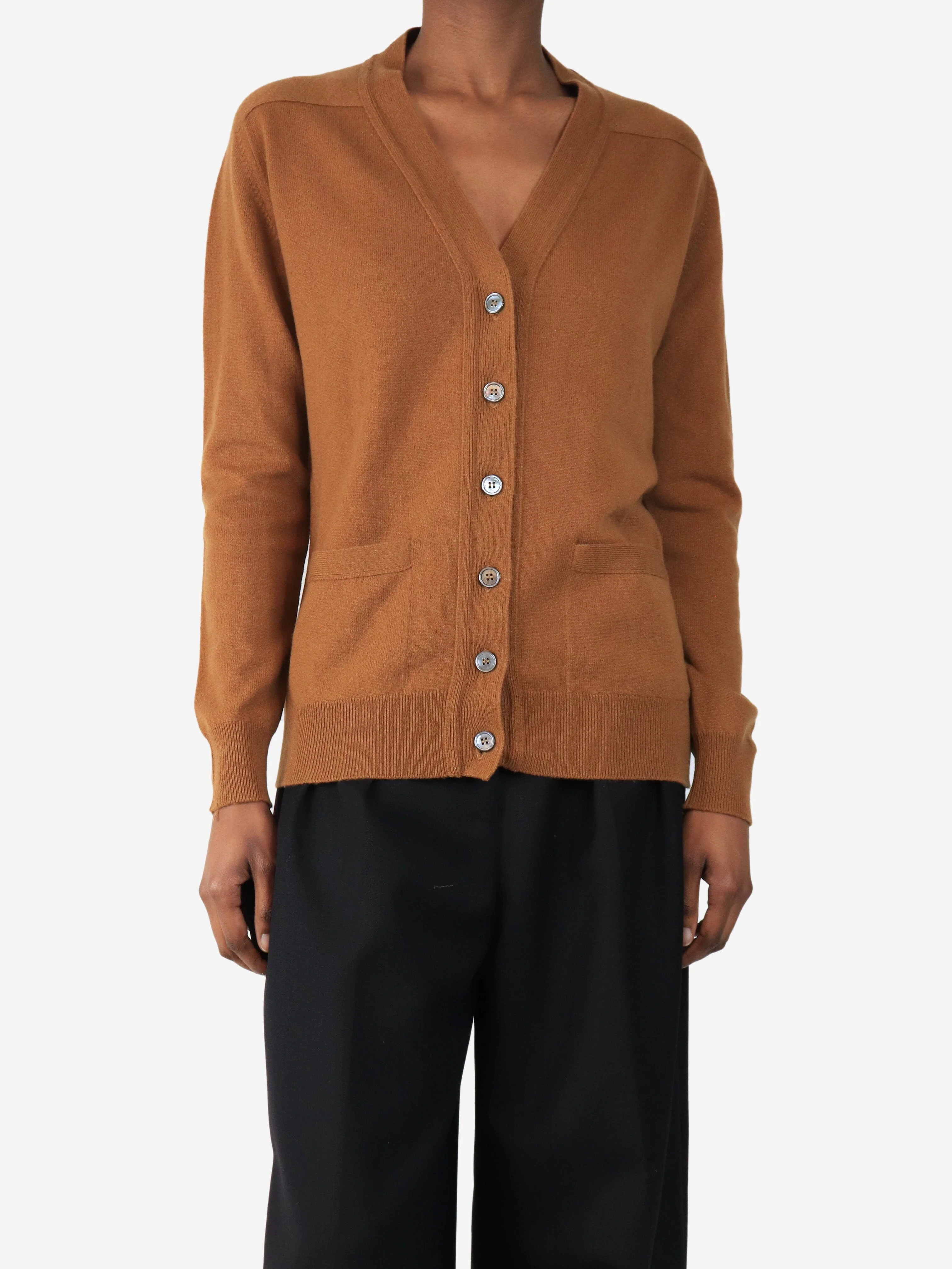 Tan cashmere pocket cardigan - size S - Image 3