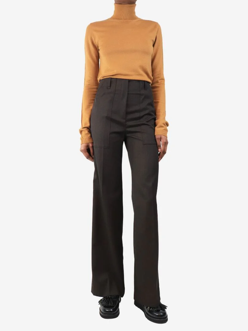 Dark brown Ruth wool trousers - size UK 10 - Image 2