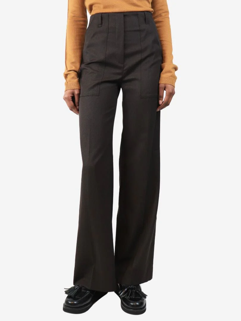 Dark brown Ruth wool trousers - size UK 12