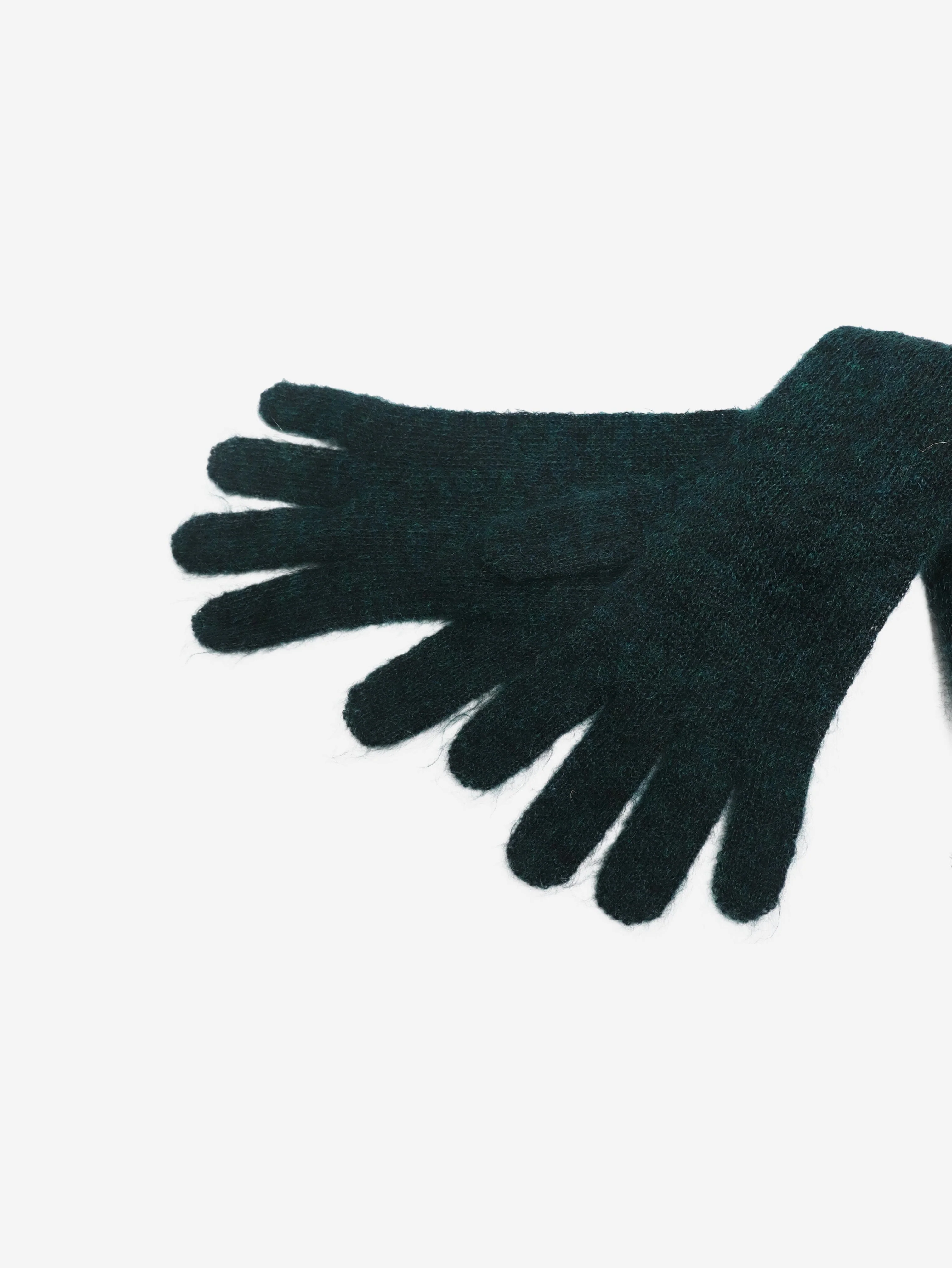 Dark green mohair long gloves - Image 2