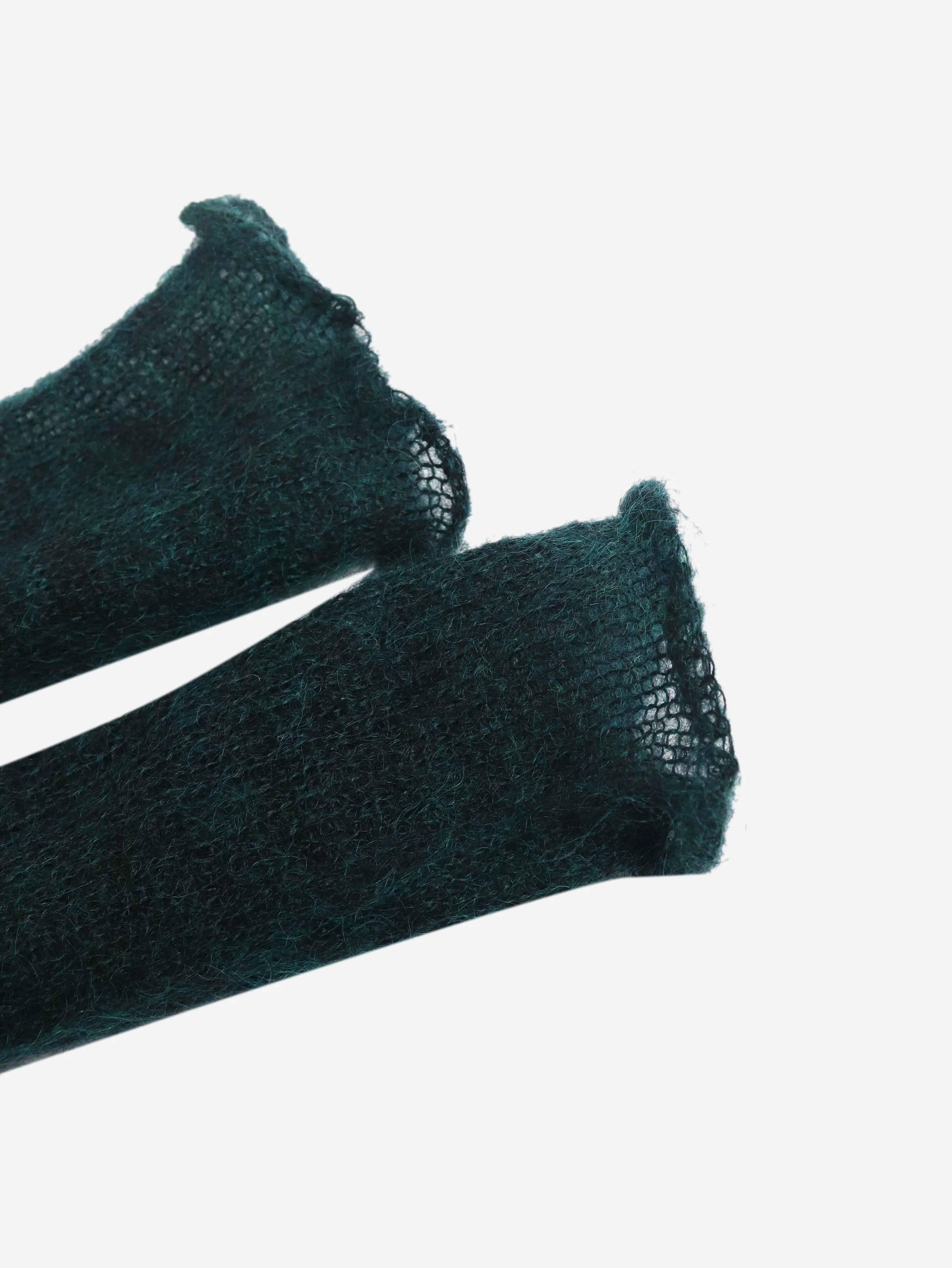 Dark green mohair long gloves - Image 3