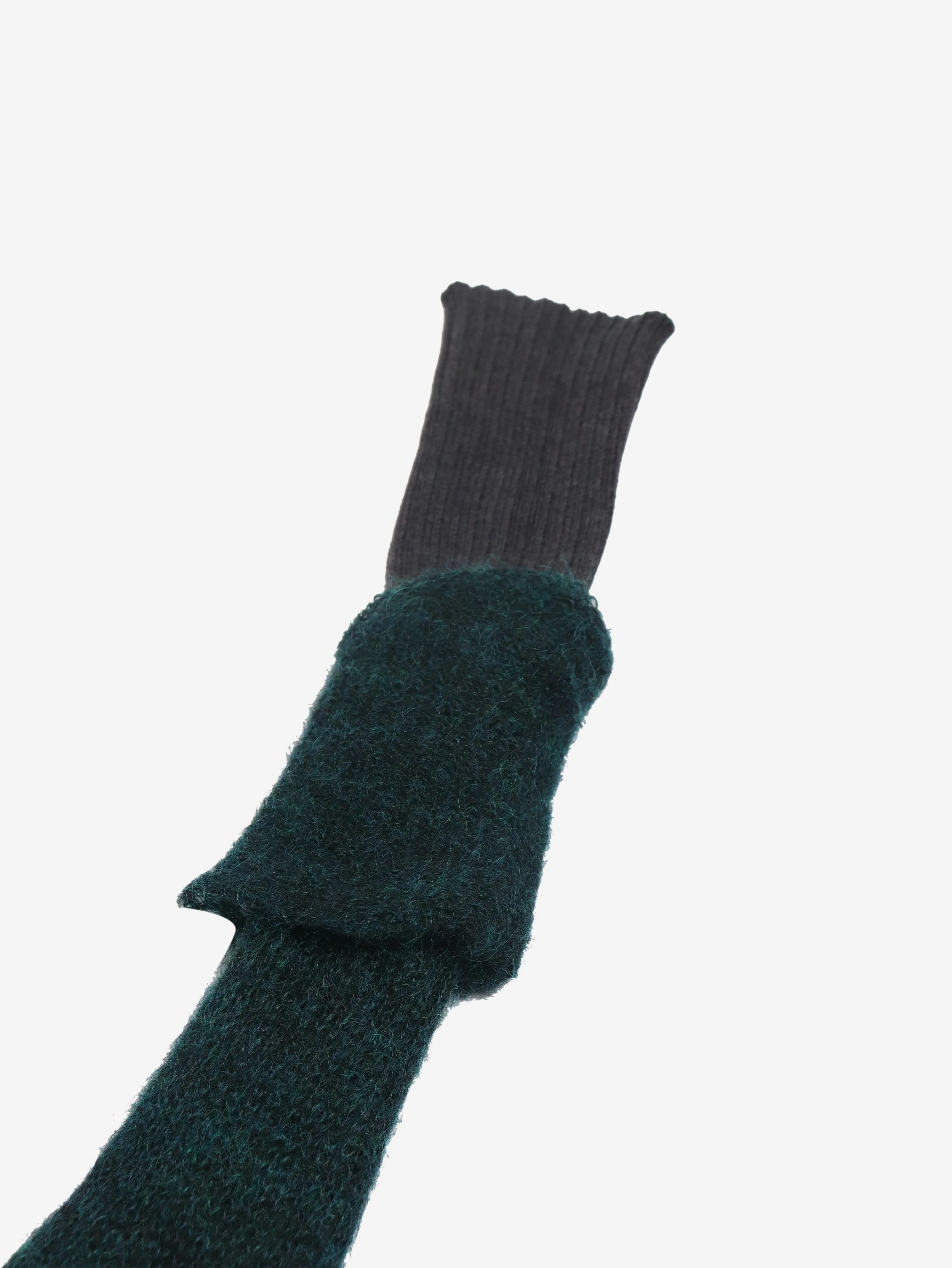 Dark green mohair long gloves - Image 4