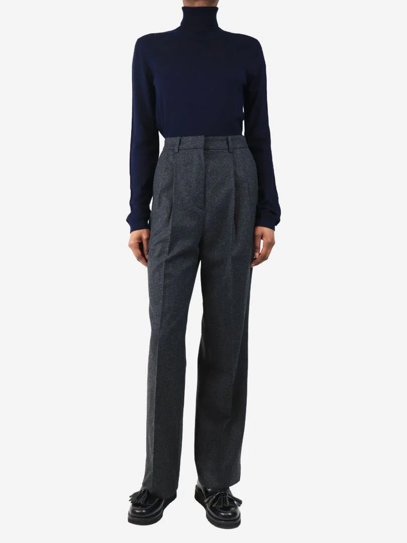 Dark grey Stanley wool-blend trousers - size UK 14 - Image 2