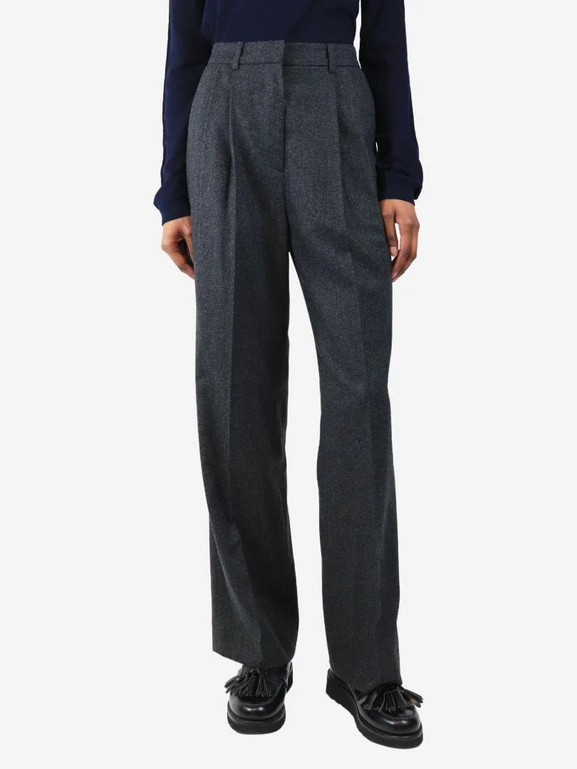 Dark grey Stanley wool-blend trousers - size UK 6