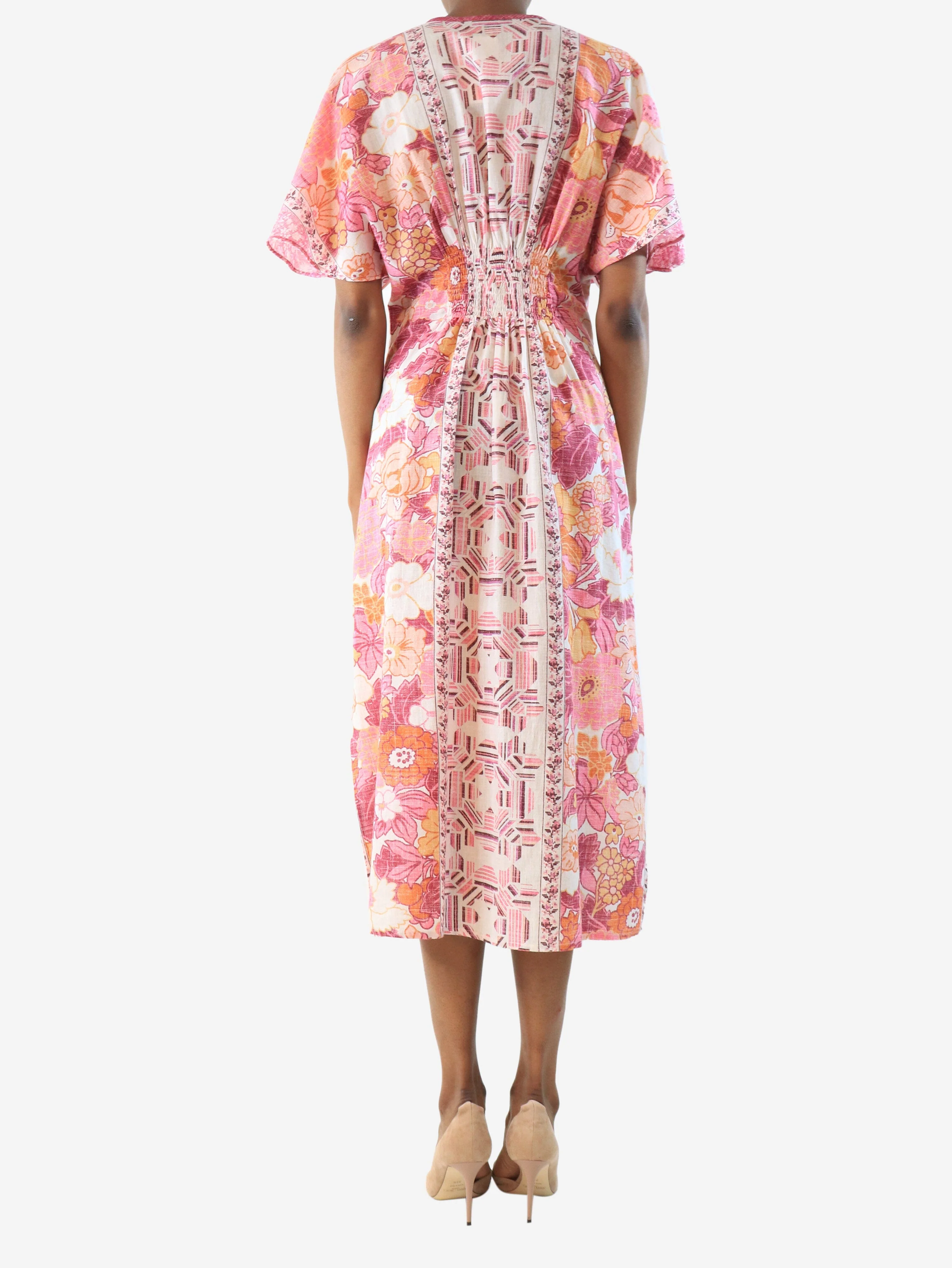 Pink floral printed midi dress - size XS - Image 2