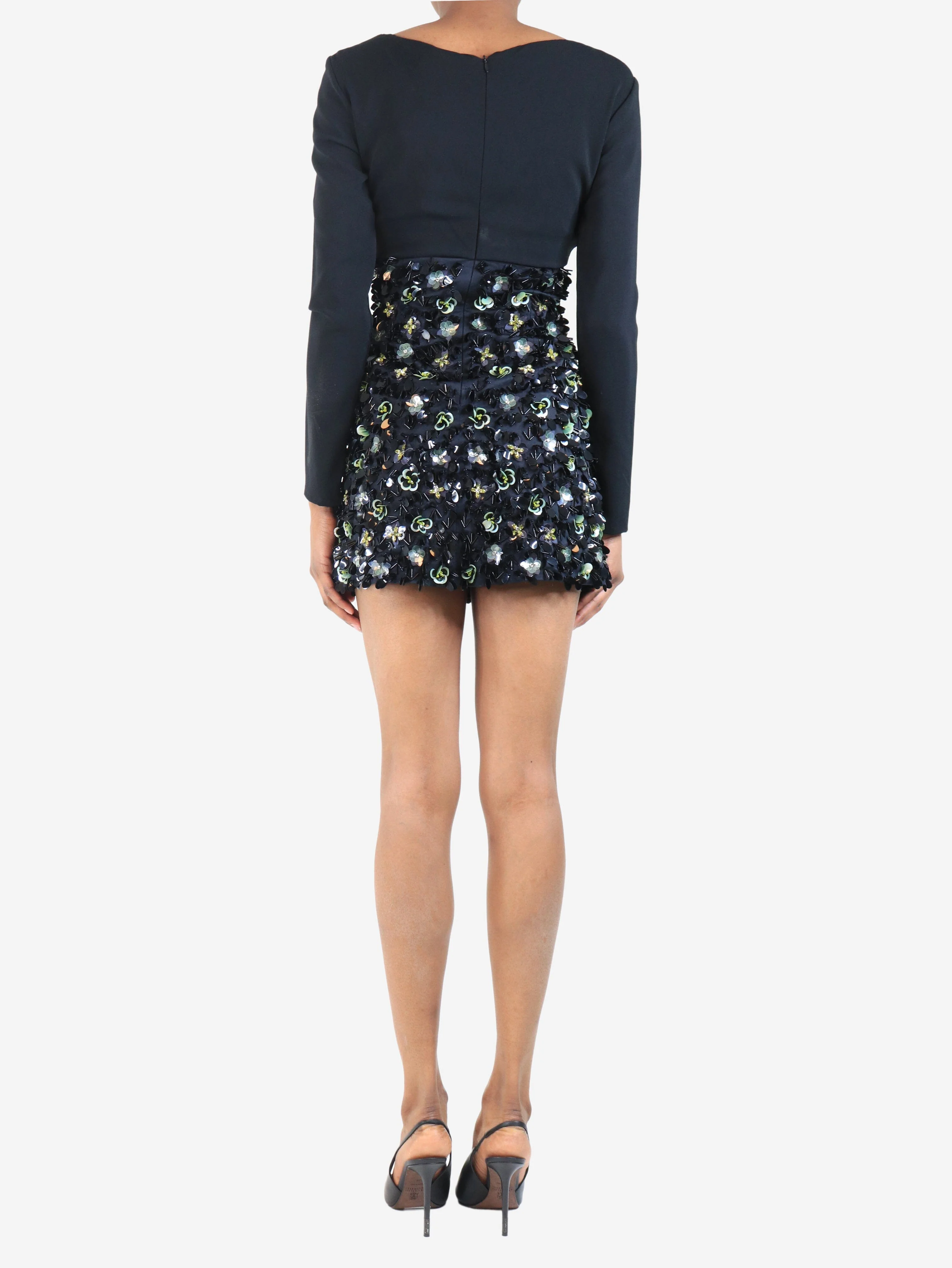 Black crystal-embellished mini dress - size UK 6 - Image 2