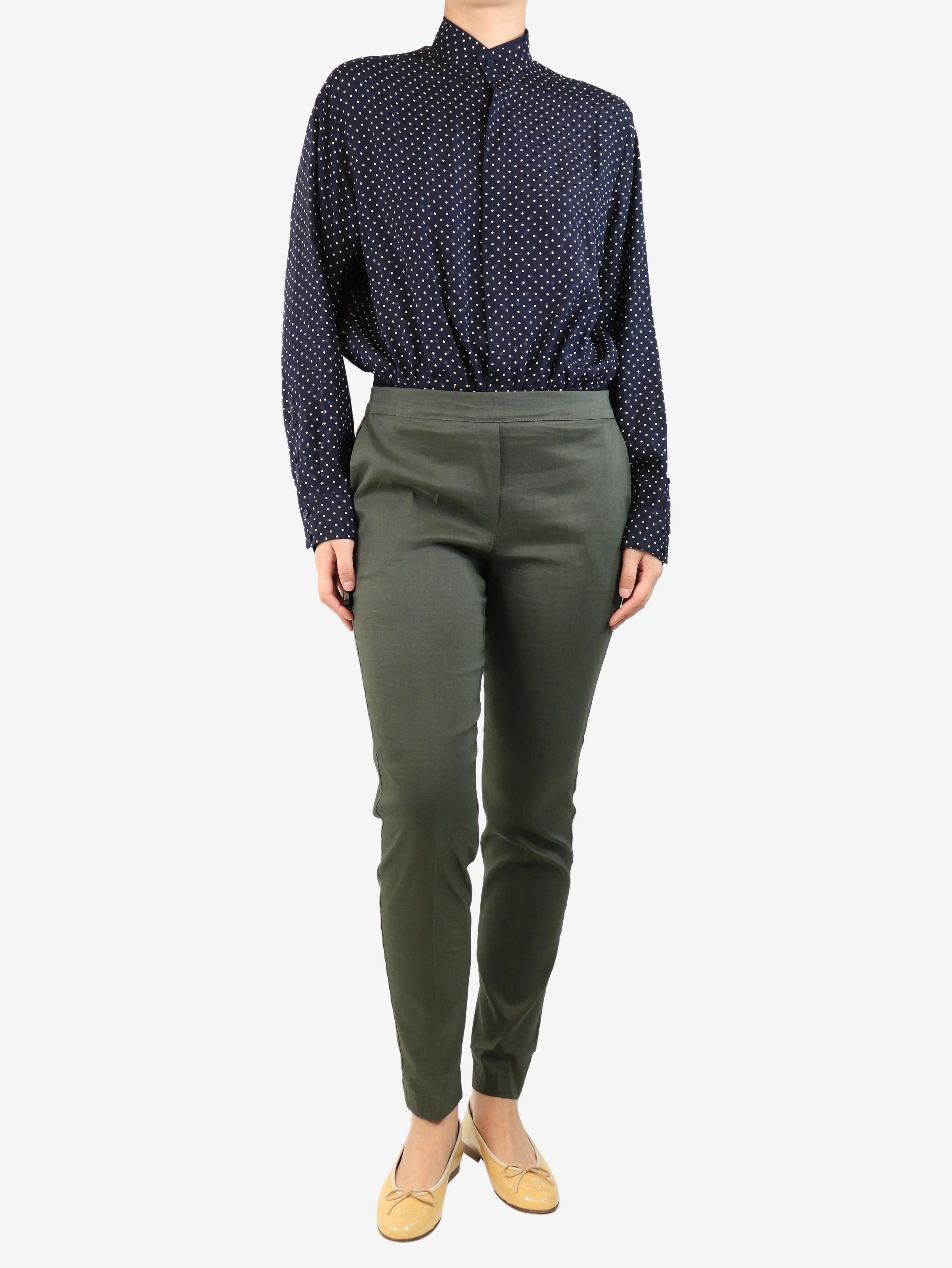 Green elasticated trousers - size UK 10 - Image 2