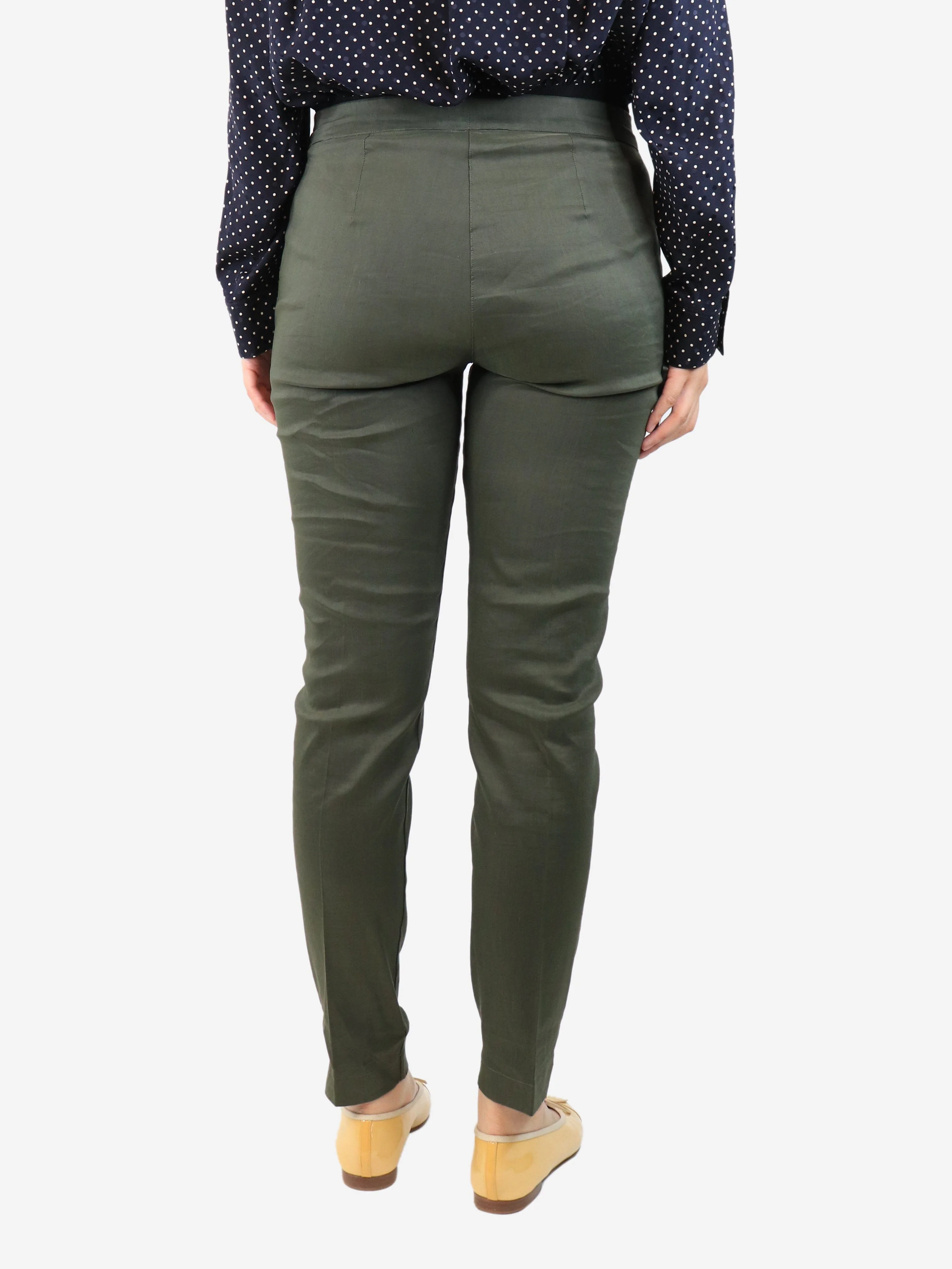 Green elasticated trousers - size UK 10 - Image 3