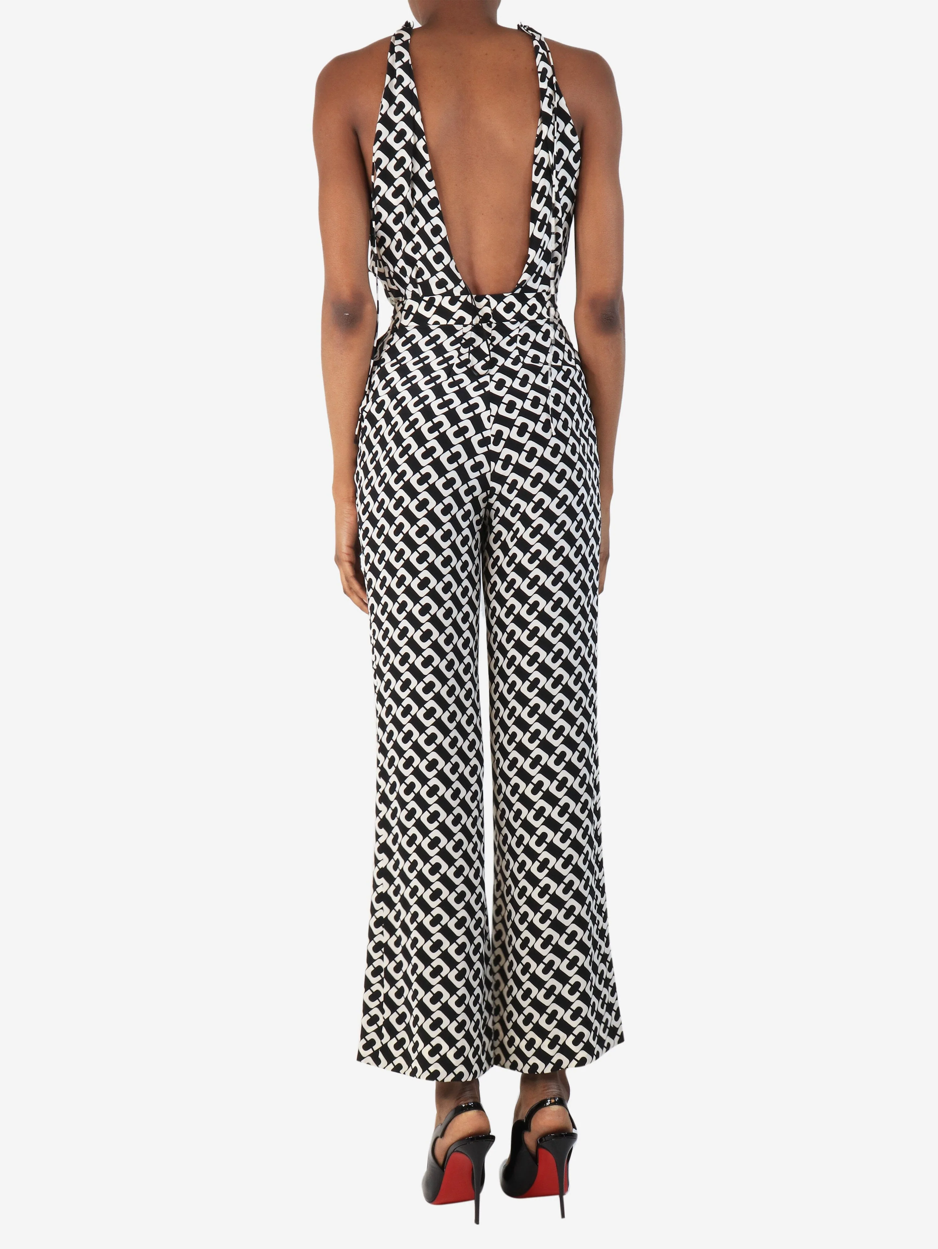 Black all-over printed jumpsuit - size UK 4 - Image 2