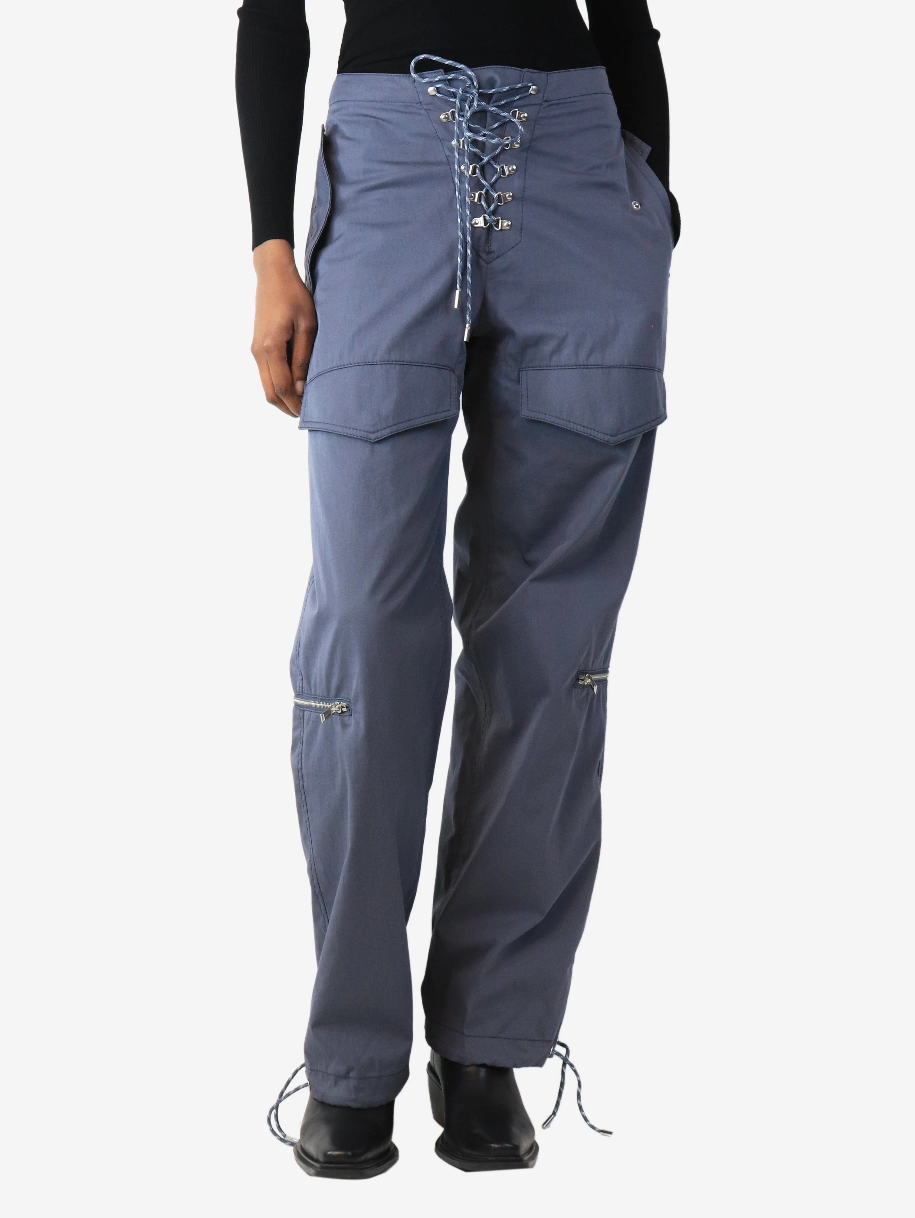 Slate blue cargo trousers - size XS