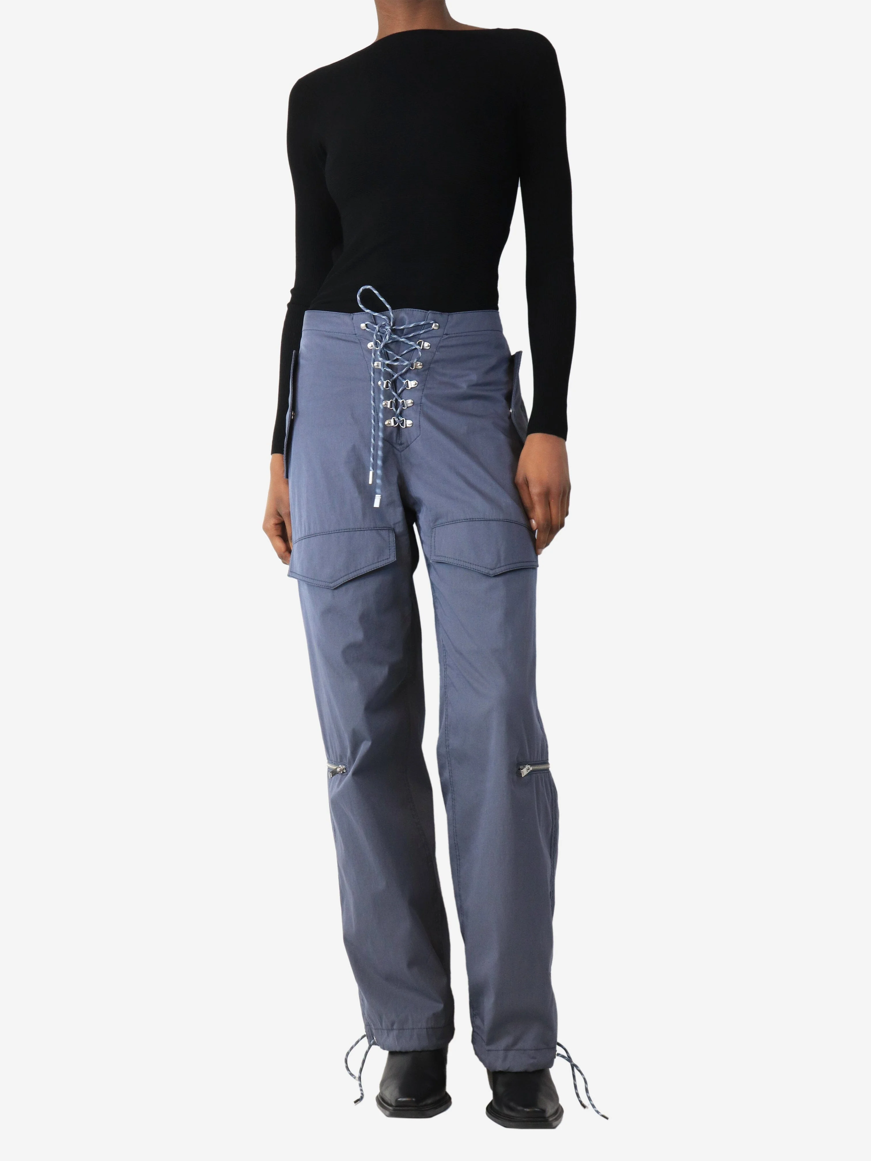 Slate blue cargo trousers - size XS - Image 2