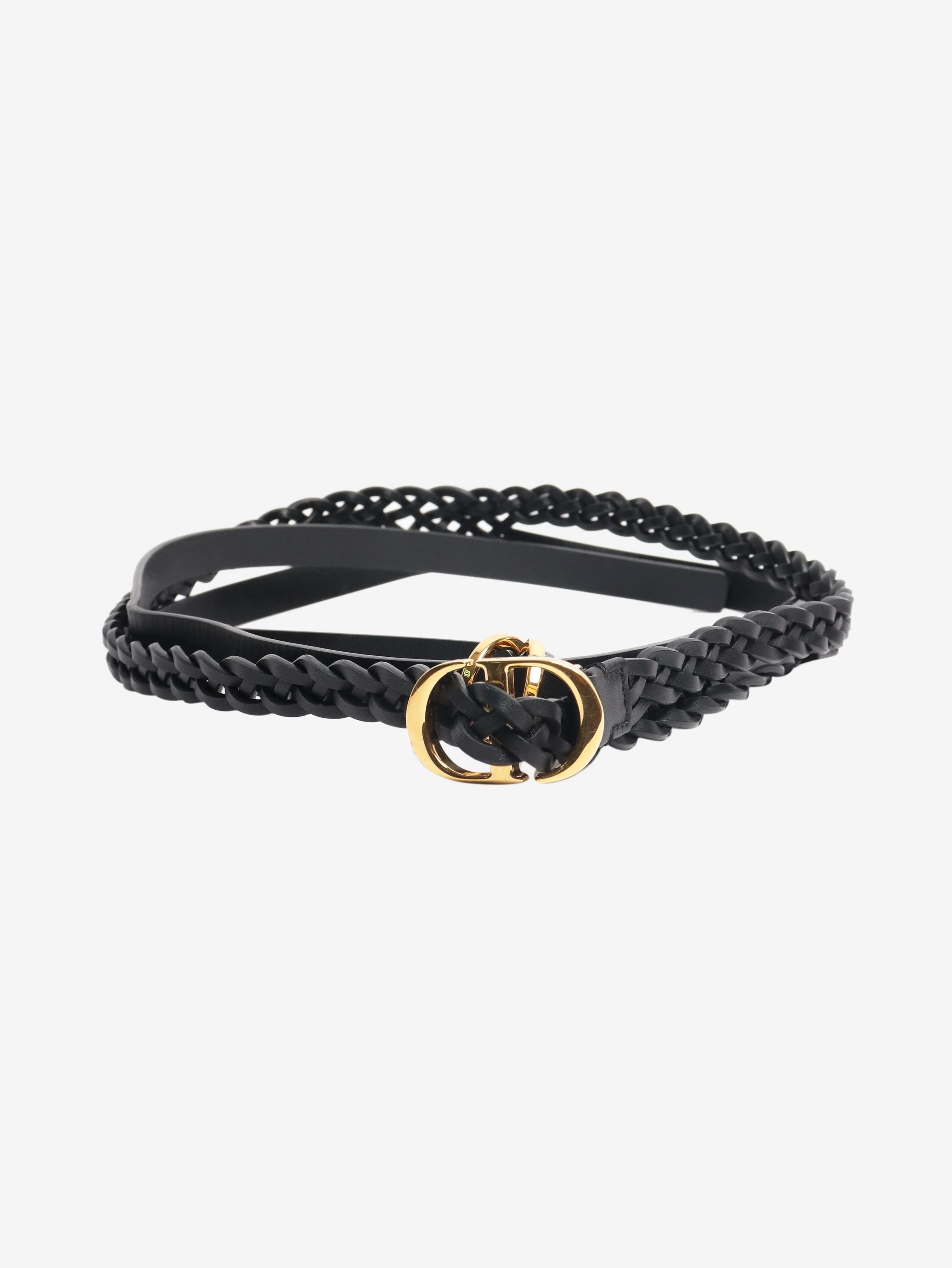 Black braided leather double belt - Image 3