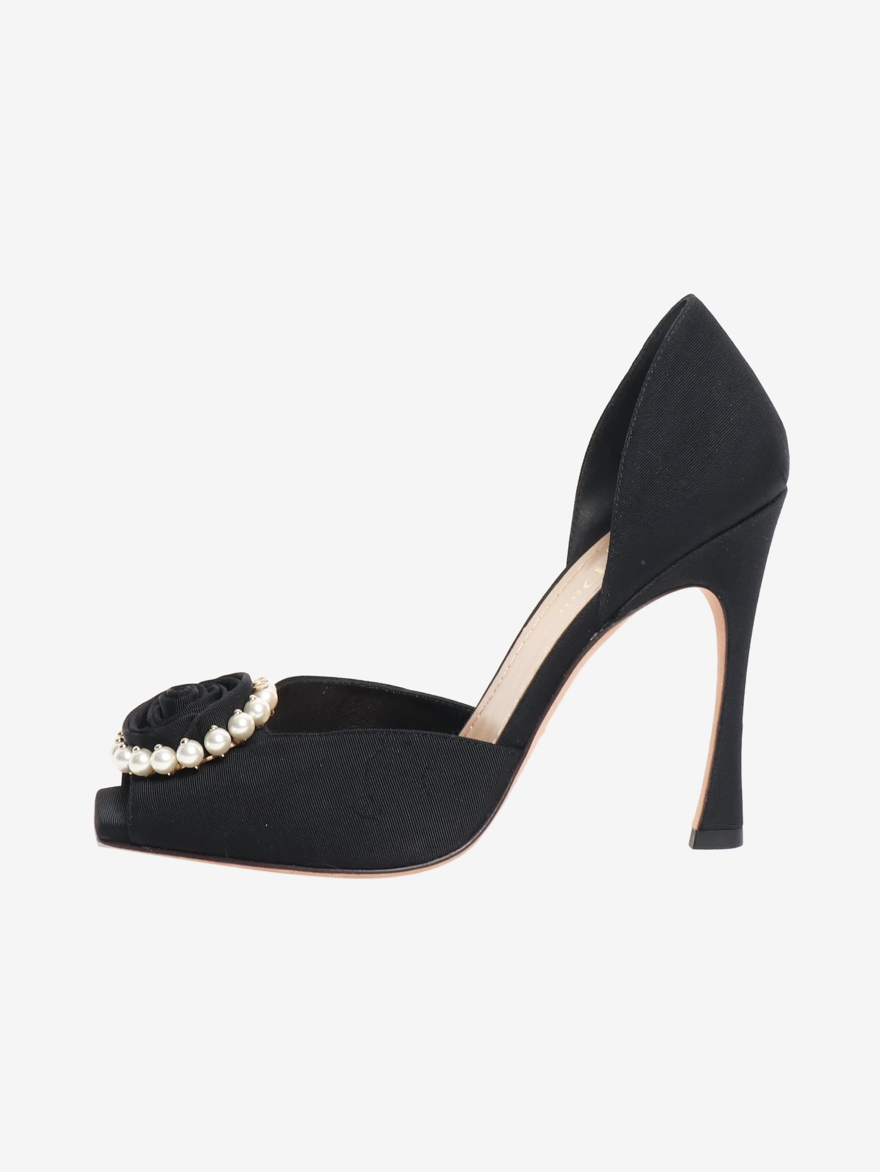 Black rose peep-toe pumps - size EU 38