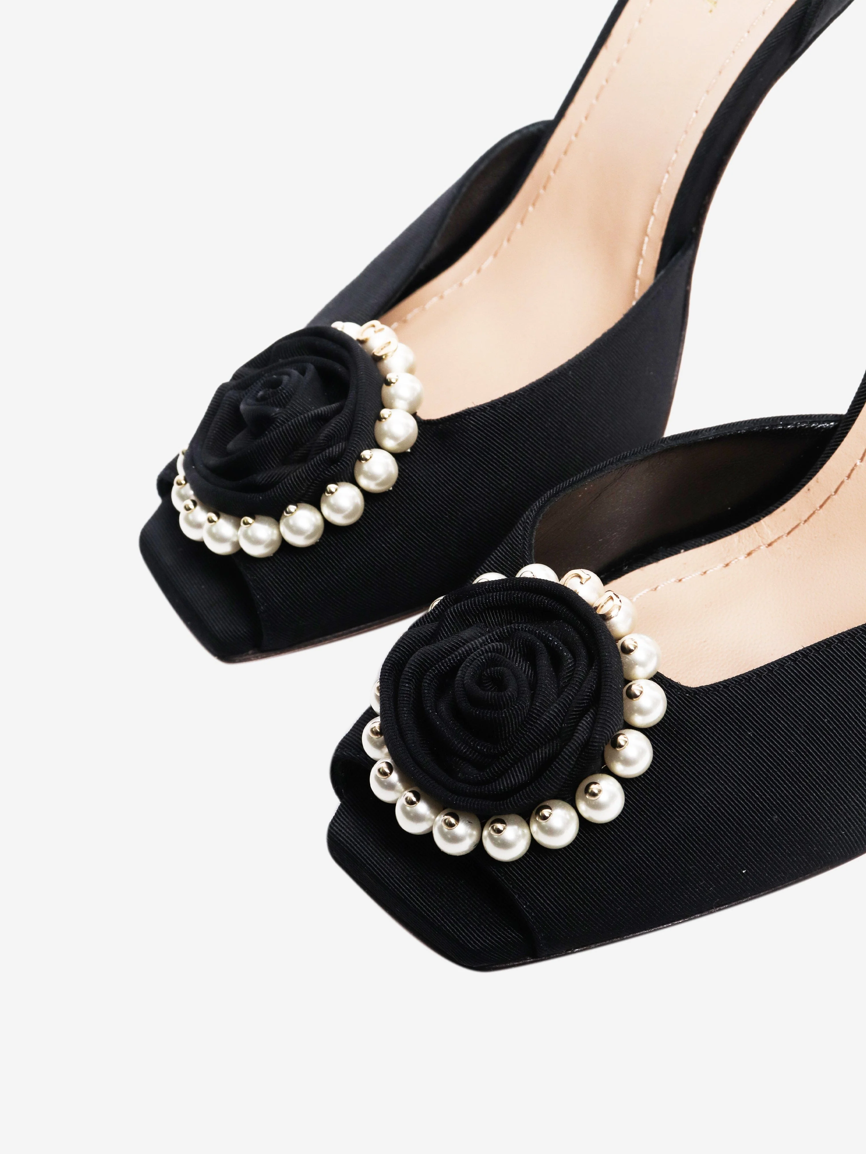 Black rose peep-toe pumps - size EU 38 - Image 3
