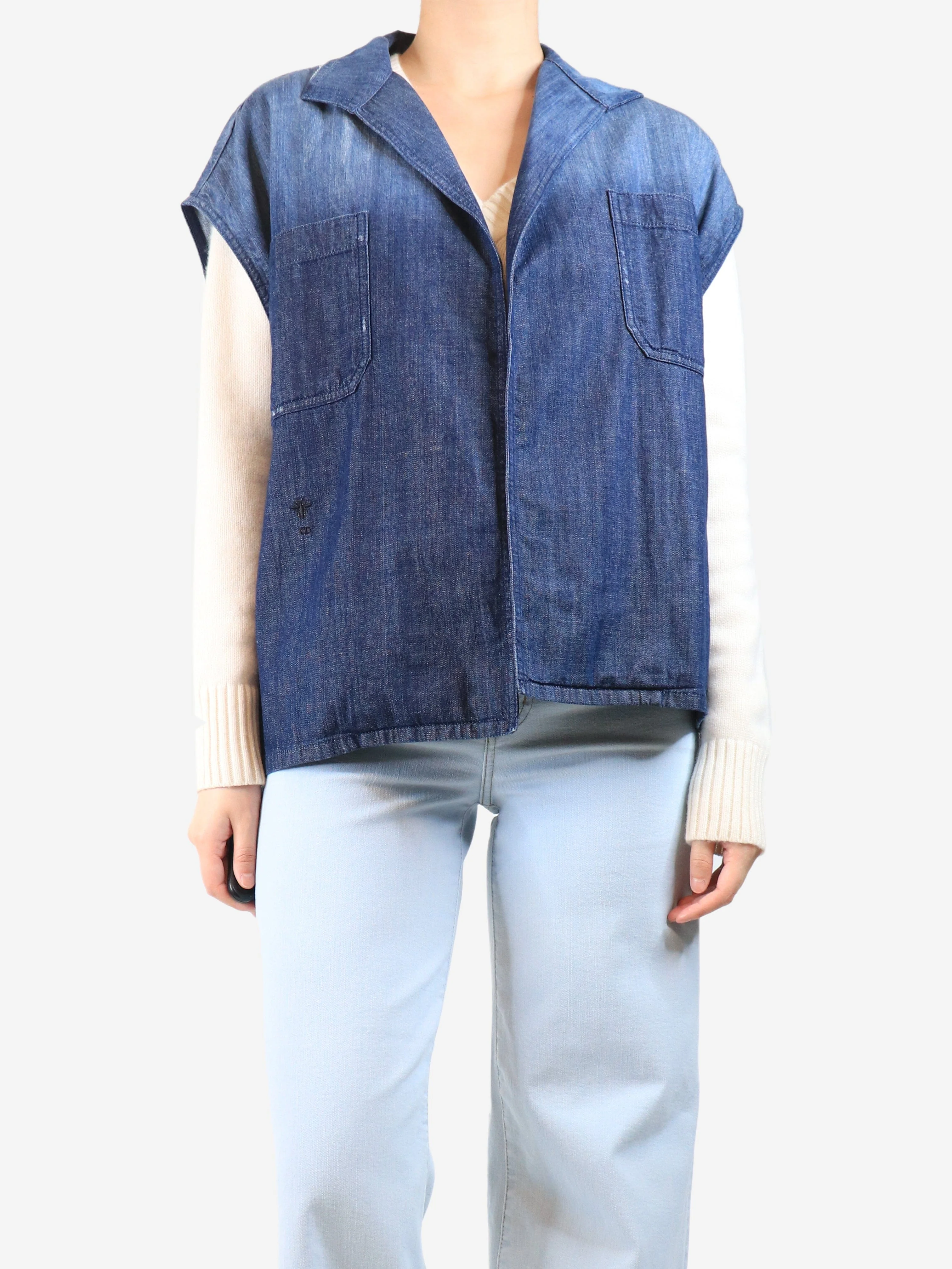 Blue sleeveless denim jacket - size UK 18