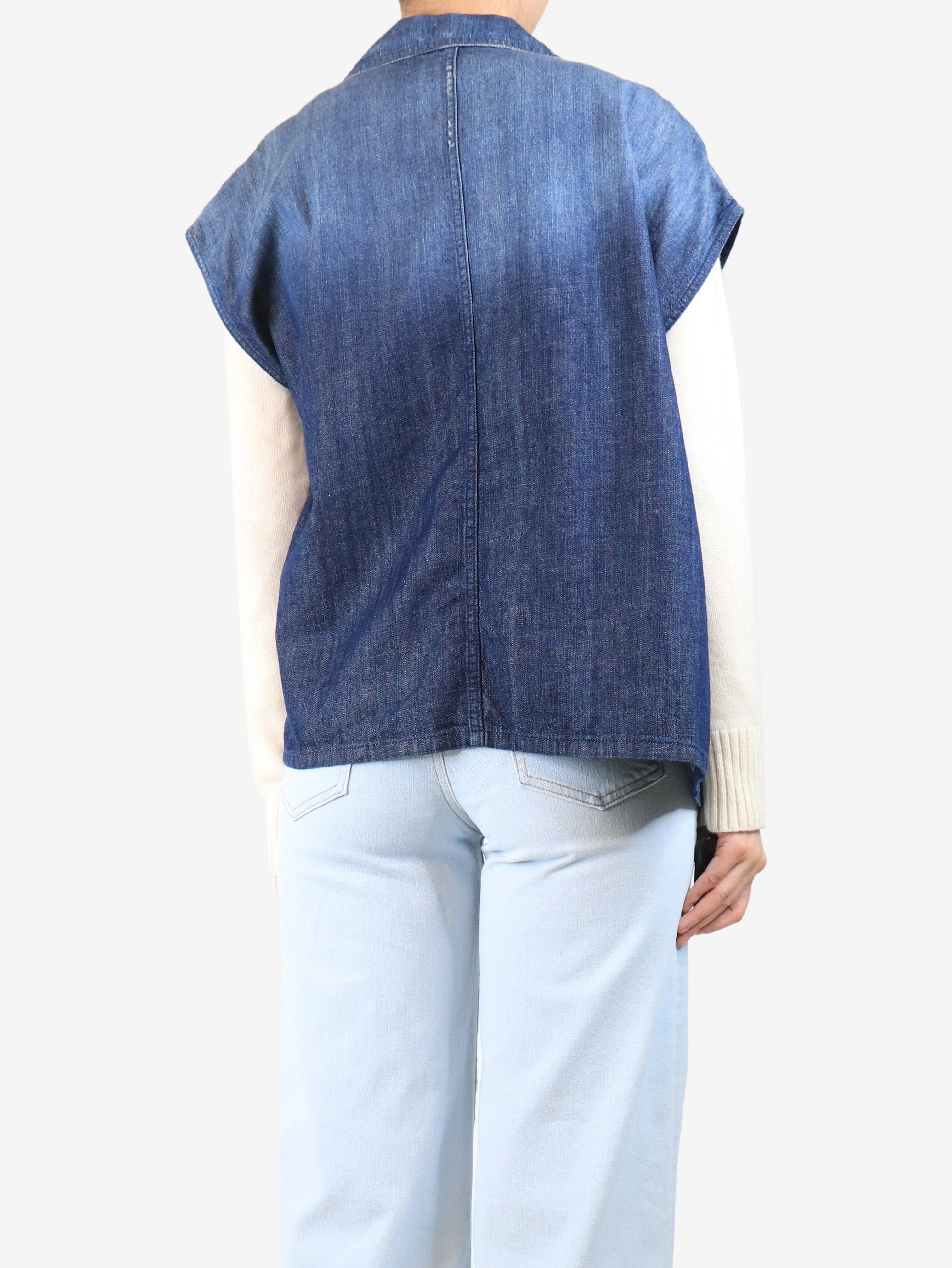 Blue sleeveless denim jacket - size UK 18 - Image 2