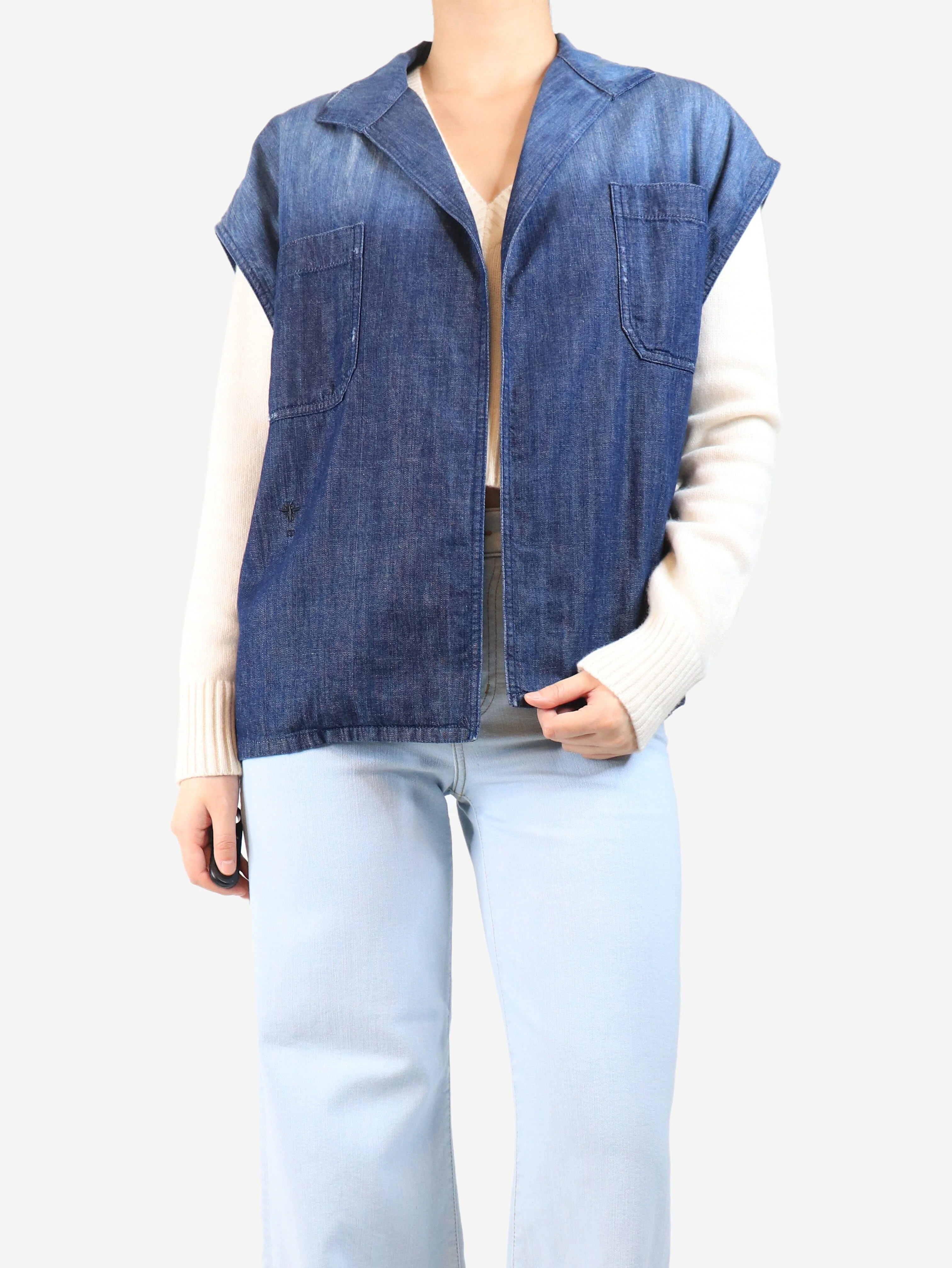 Blue sleeveless denim jacket - size UK 18 - Image 3