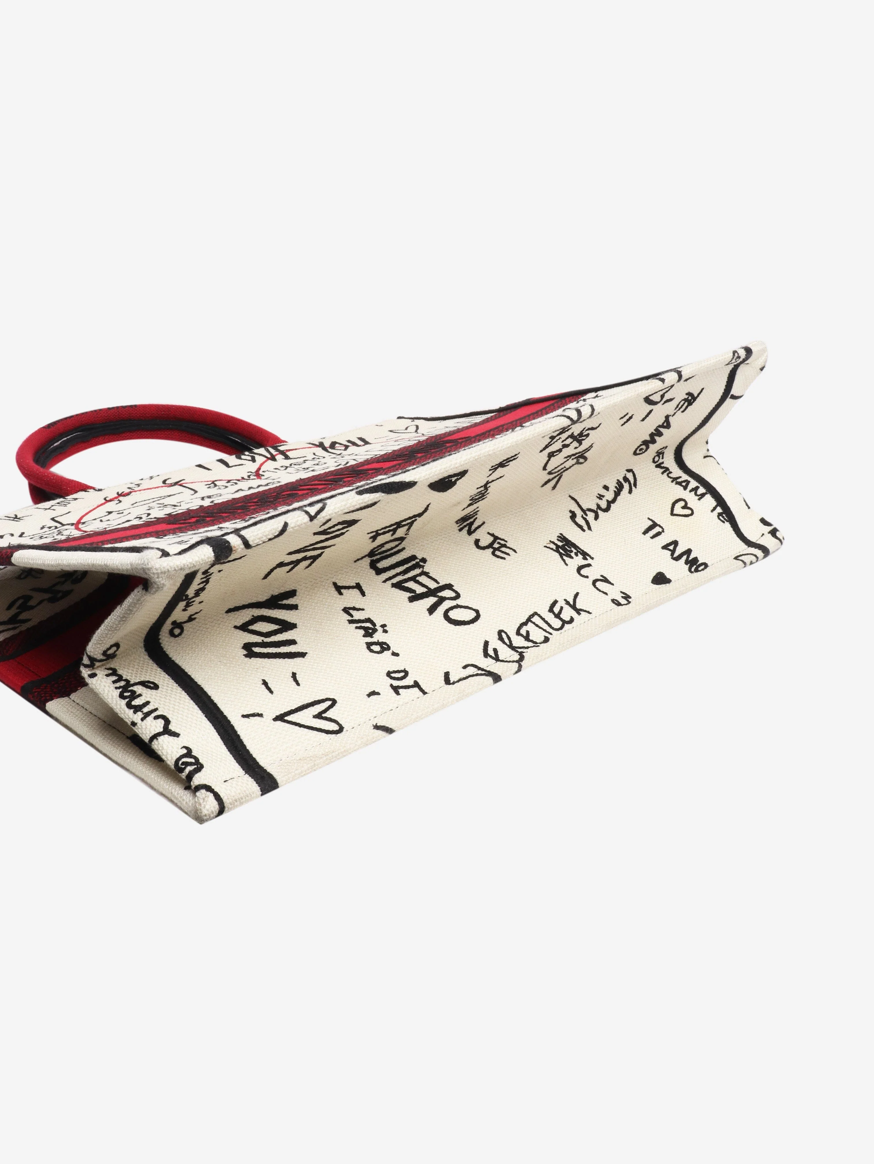 Cream and red I love you canvas tote - Image 4